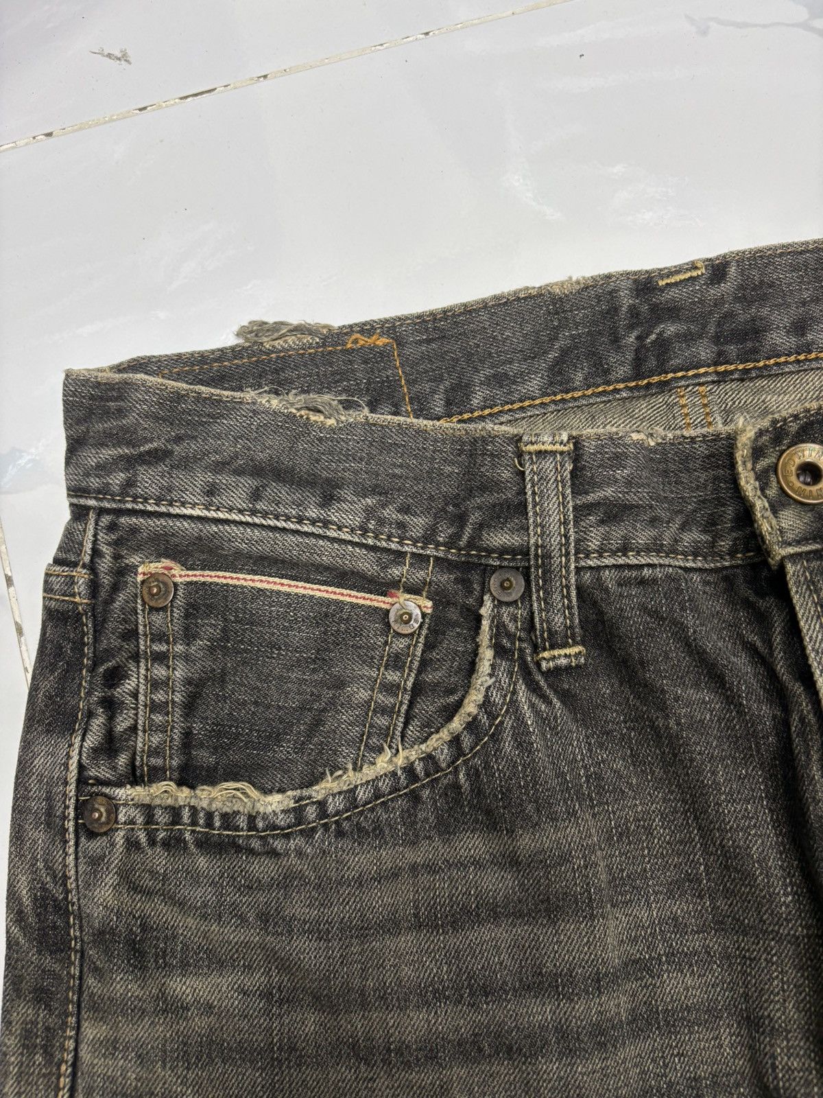14th Addiction Flare Jeans Edwin 505s Selvedge Mud Wash Flare Denim Jeans Size US 29 - 17 Thumbnail