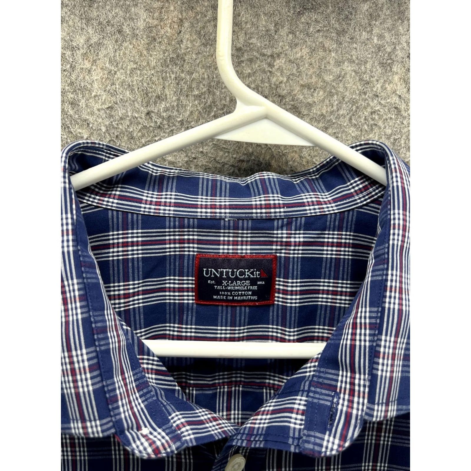 UNTUCKit UNTUCKit Shirt XLT Mens Blue Plaid Long Sleeve Button Front Wrinkle Free Size US XL / EU 56 / 4 - 2 Thumbnail