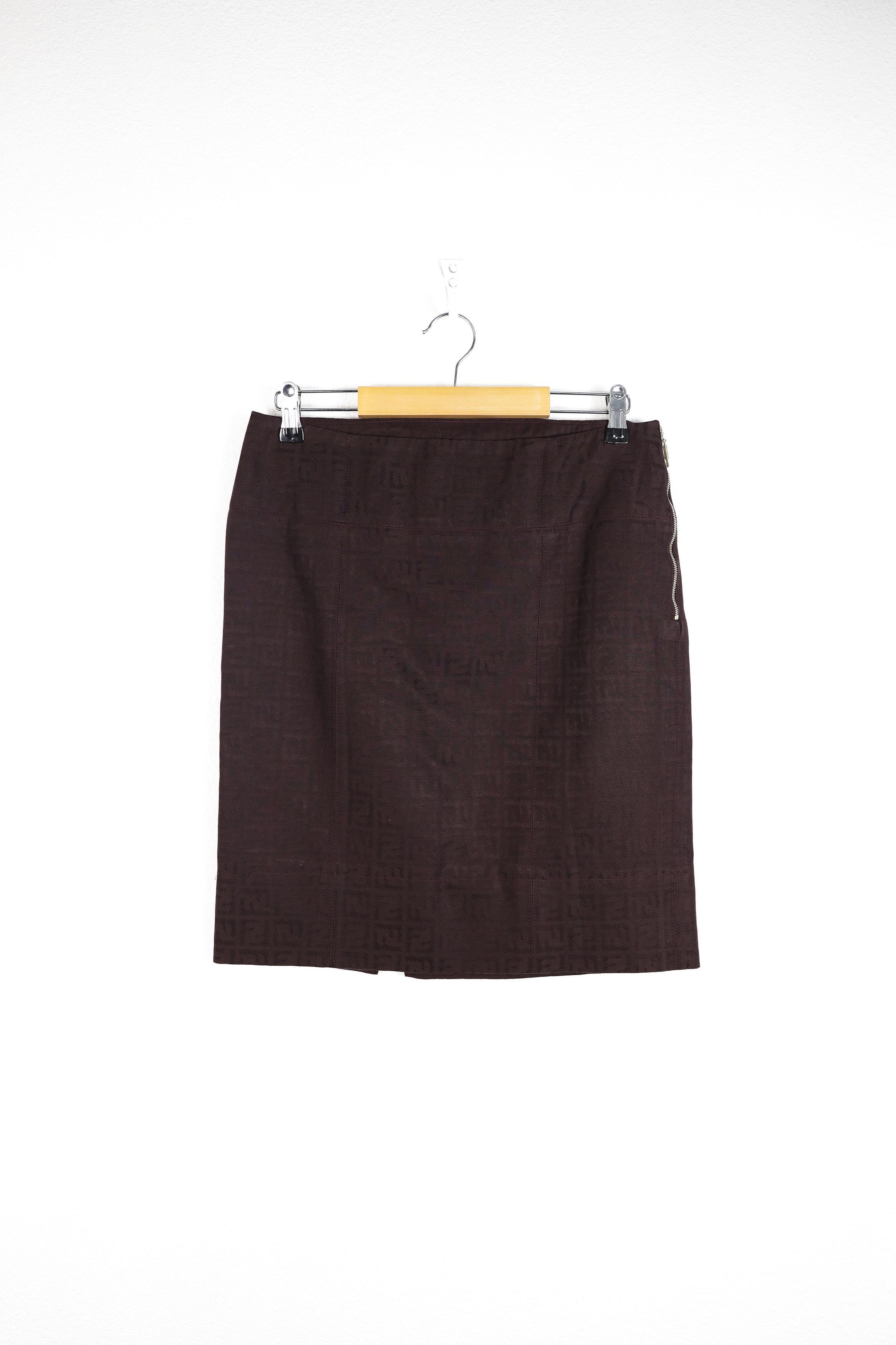 Fendi Fendi Dark Purple Monogram Zucca Logo Zip Midi Skirt Size 28" / US 6 / IT 42 - 1 Thumbnail