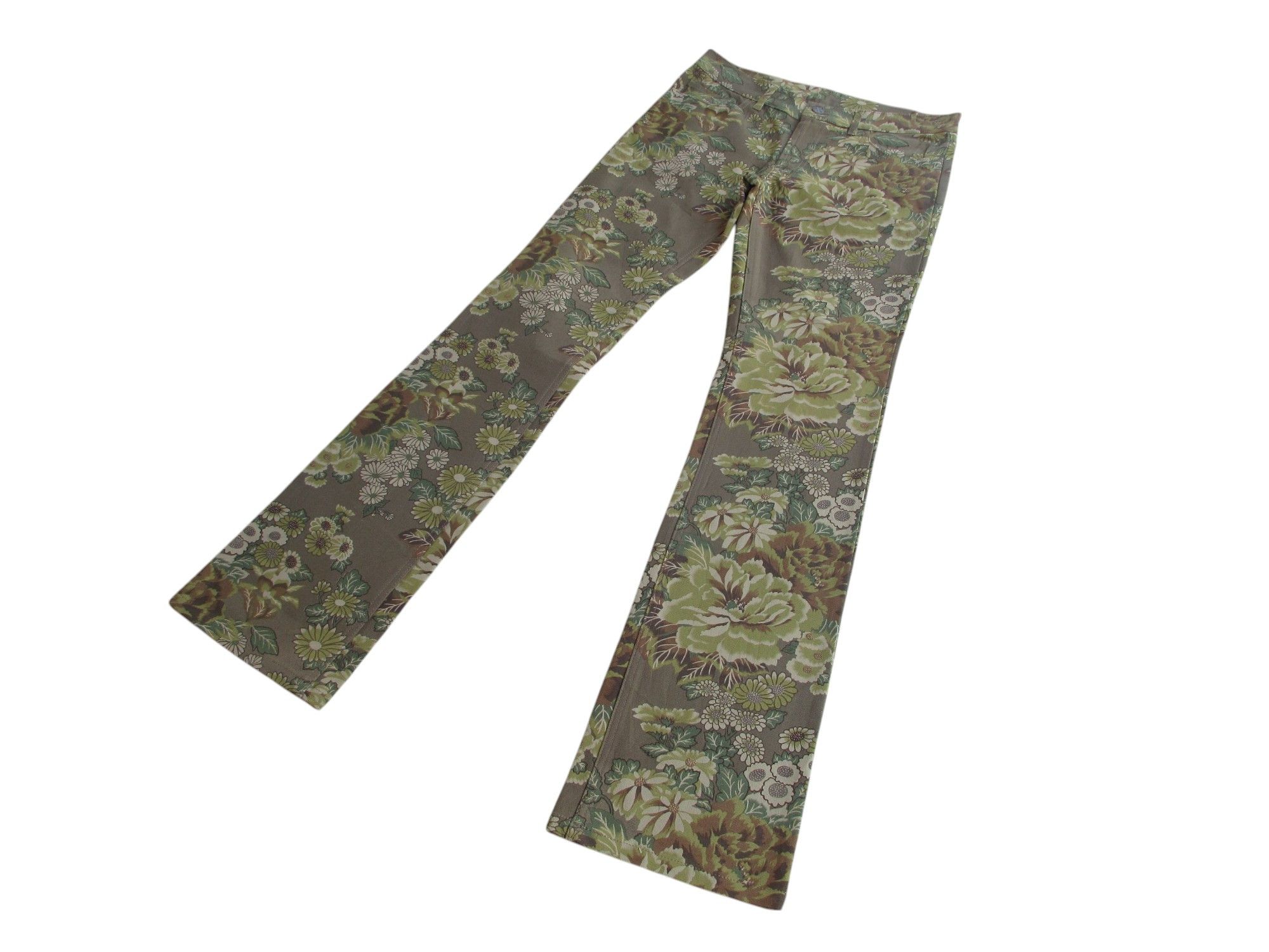 FLARED JAPANESE CHEALSEA OLD FLORAL ABSTRACT LOWRISE SLIM