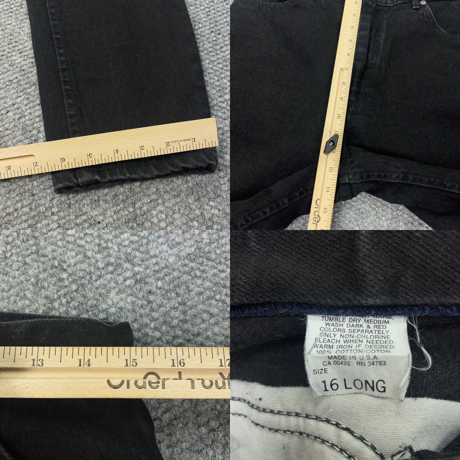 Lee VINTAGE Lee Jeans Womens Size 16L Black High Rise Tapered 30x31 Made in USA Size 38" / US 16 / IT 52 - 8 Thumbnail