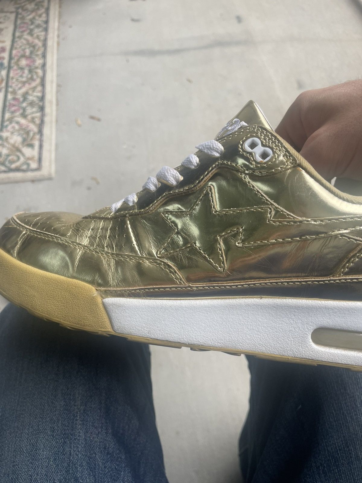 Bape Bape Bapesta Gold Trainers Size US 8.5 / EU 41-42 - 3 Thumbnail
