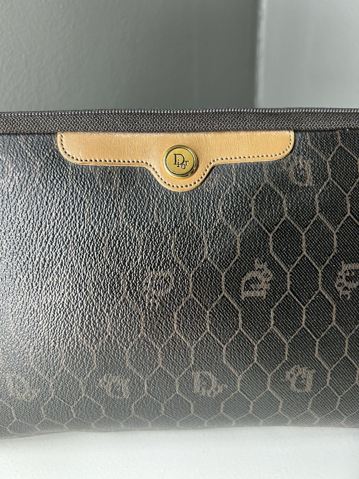 Dior Christian Dior Brown Honeycomb Clutch Bag Size ONE SIZE - 3 Thumbnail