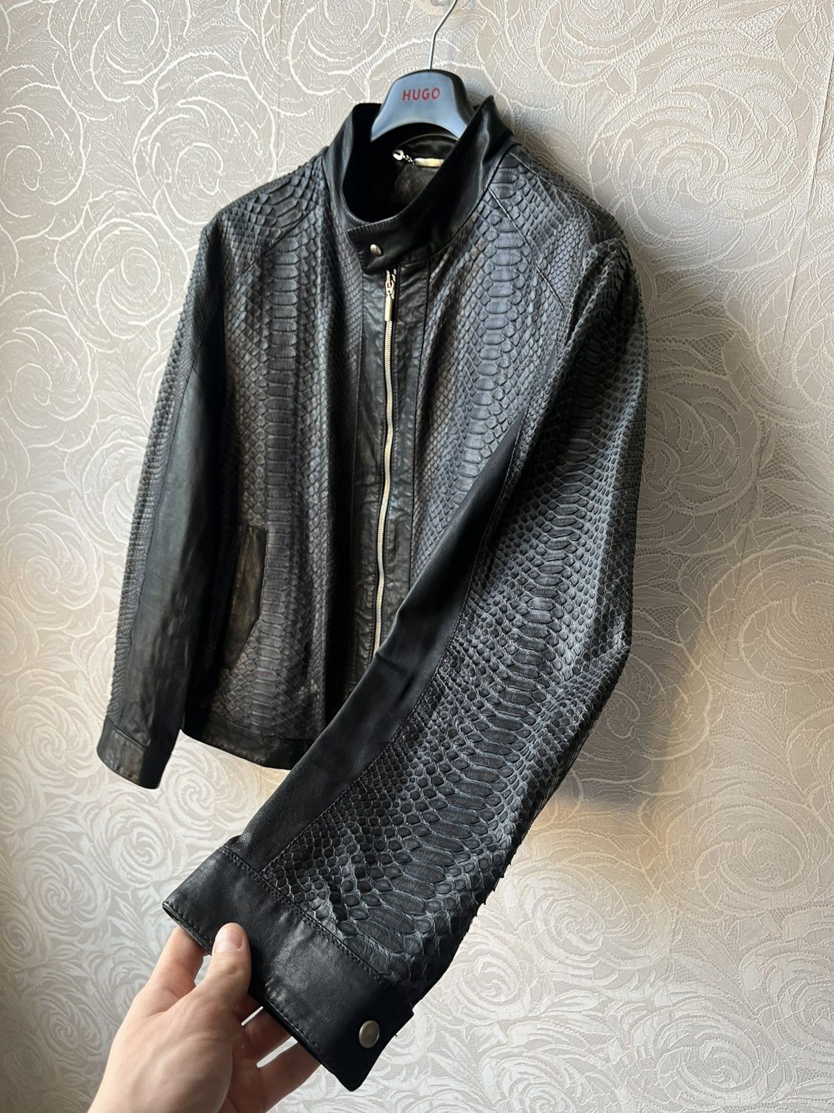Genuine Leather Real Python Leather Italy Jacket Navy Blue Zip Up Bomber Size US L / EU 52-54 / 3 - 2 Thumbnail