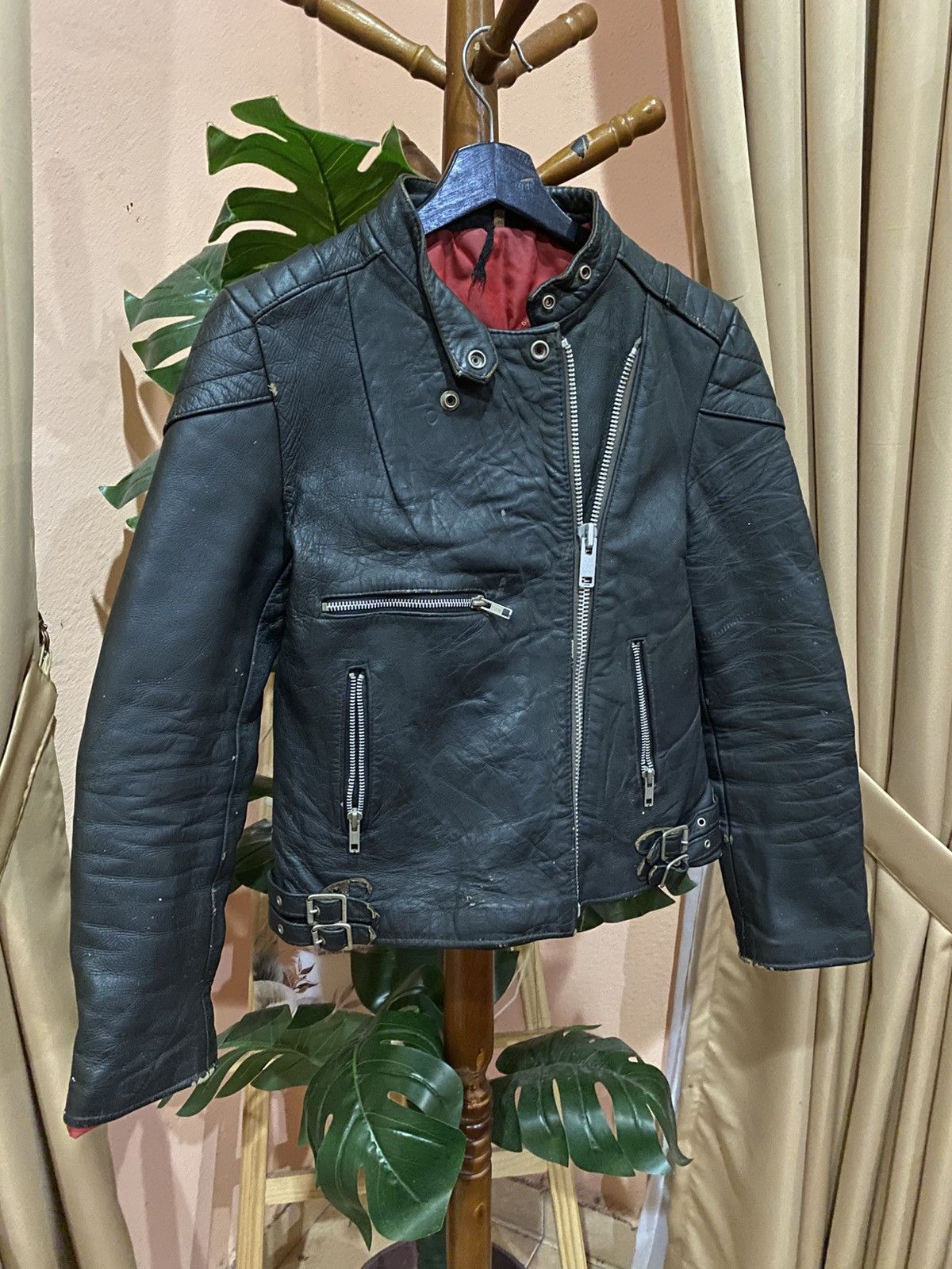 Other Vintage Black Leather Biker Jacket Made England Real Leather Size US S / EU 44-46 / 1 - 3 Thumbnail