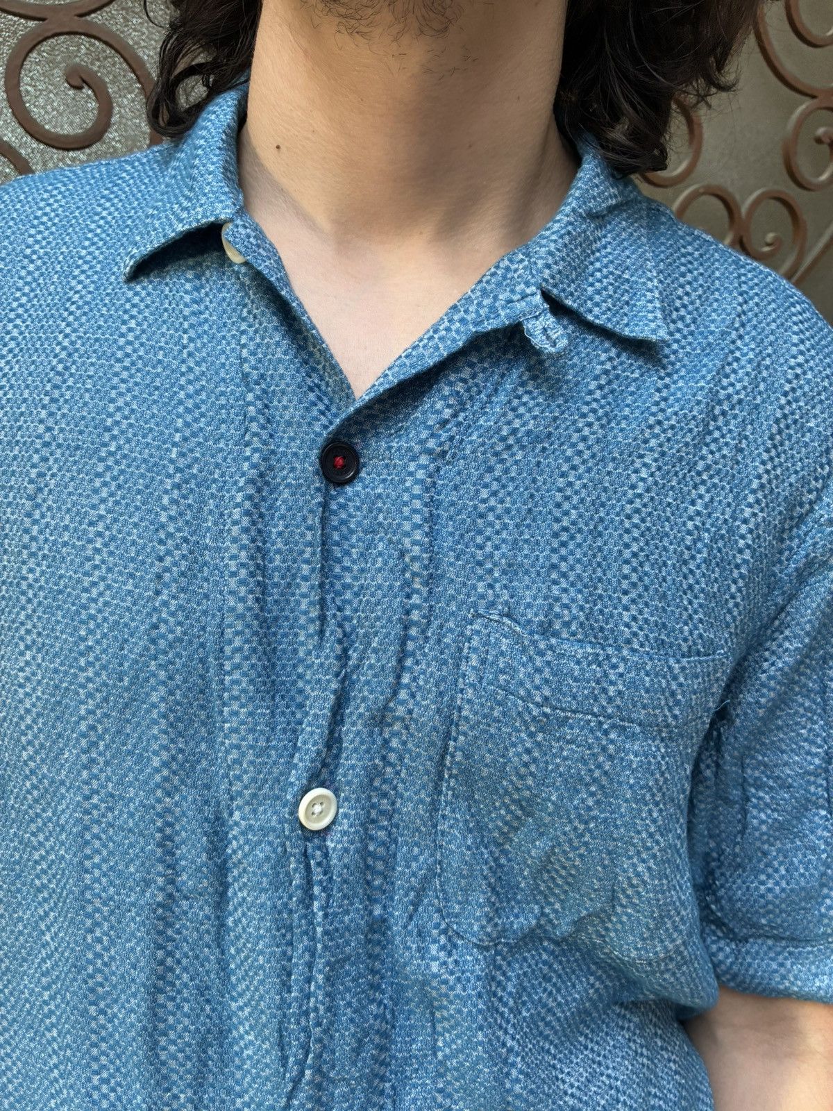 Kardo KARDO HAND WOVEN TEXTURED FABRIC HANDMADE SS SUMMER SHIRT Size US L / EU 52-54 / 3 - 6 Thumbnail