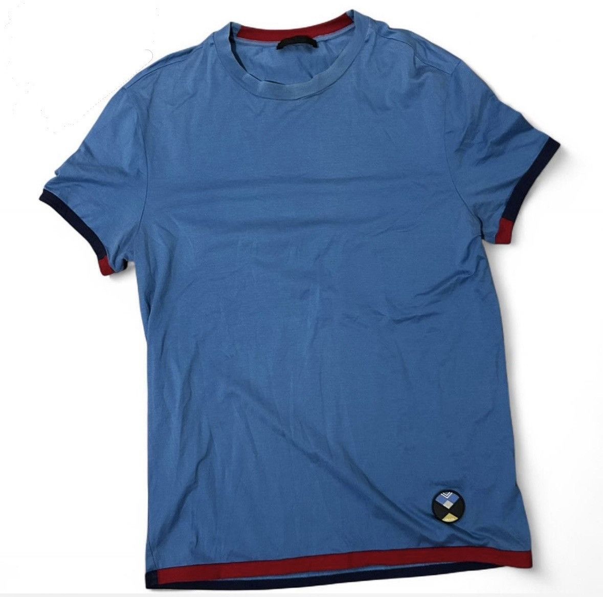 Prada Prada SS18 Blue T-Shirt w/ Rubber Logo Patch Size US S / EU 44-46 / 1 - 1 Thumbnail