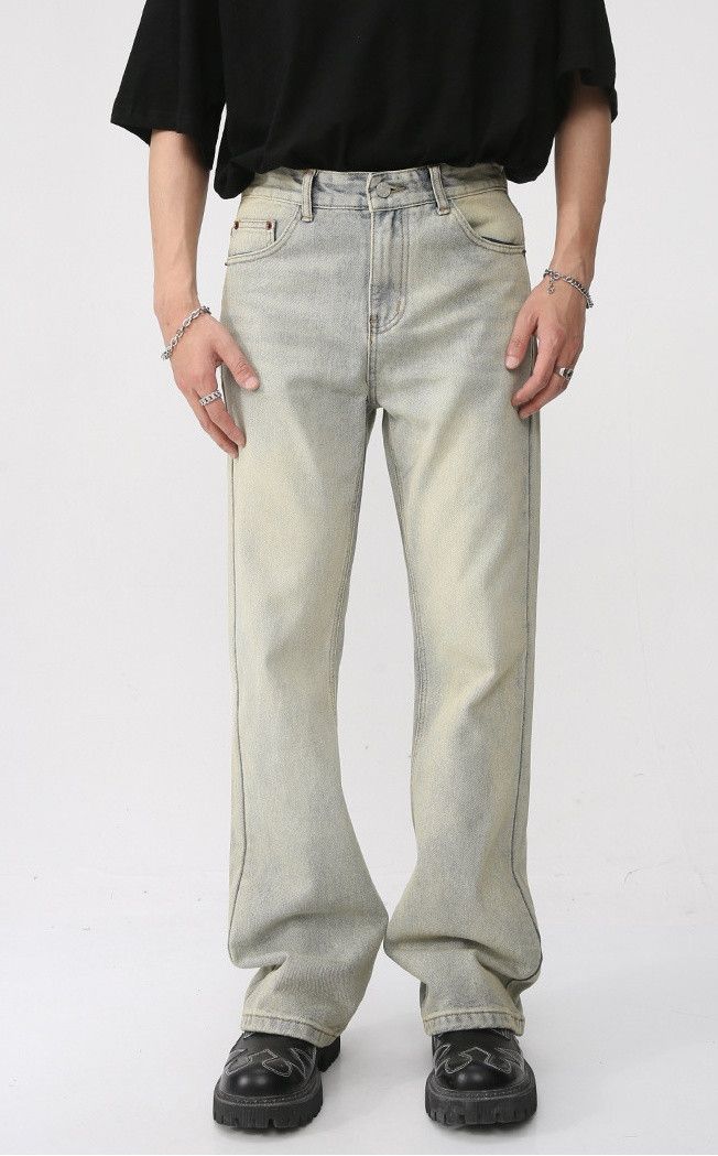 Japanese Brand × Jean Vintage washed distressed flared straight jeans Size US 32 / EU 48 - 1 Thumbnail