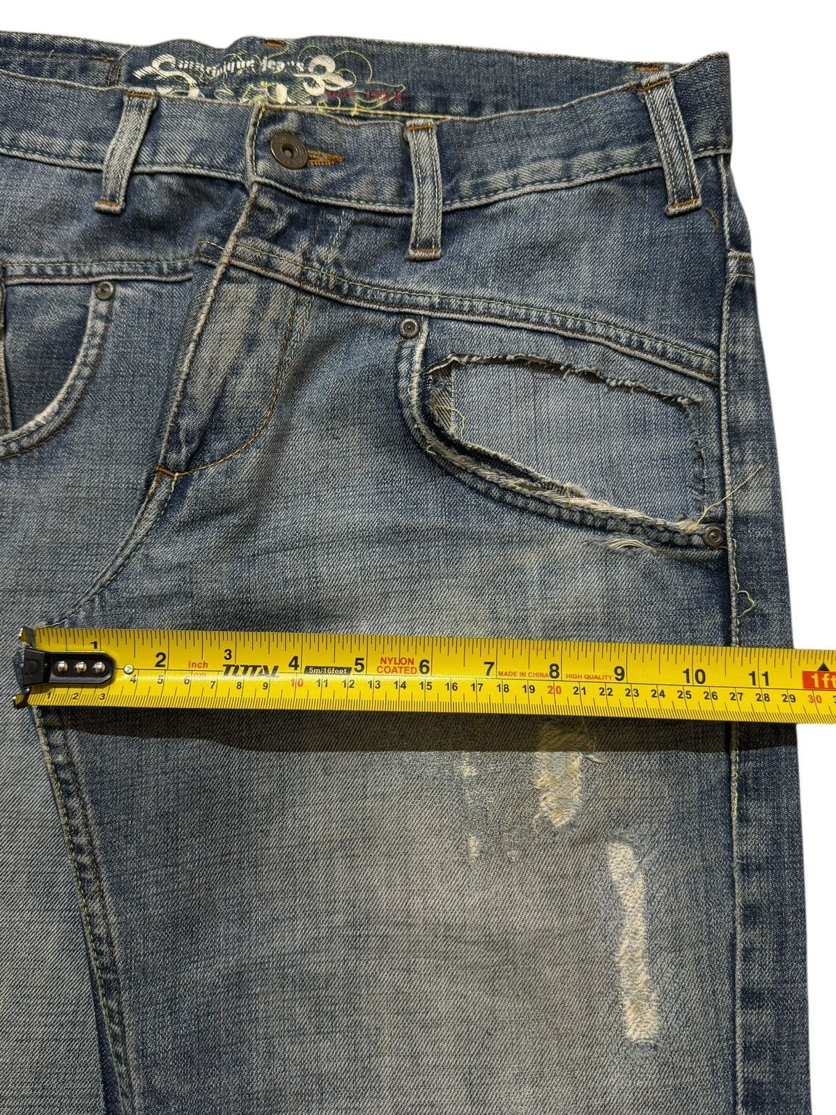 14th Addiction Vintage Y2K Japanese Brand Blue Faded Wash Spiral Leg Baggy Size US 31 - 14 Thumbnail