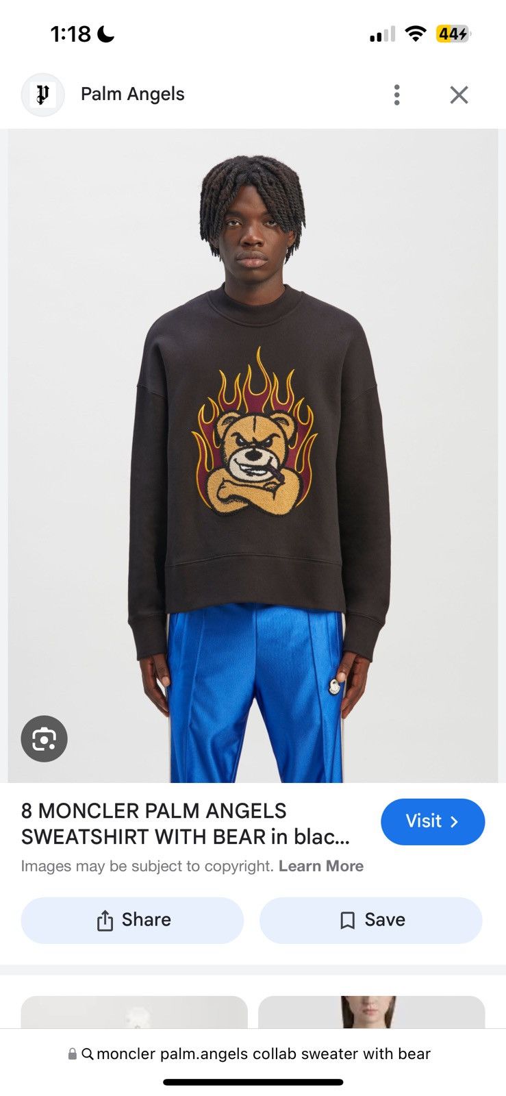 Moncler × Palm Angels 8 Moncler Palm Angels Sweatshirt With Bear Size US M / EU 48-50 / 2 - 4 Thumbnail