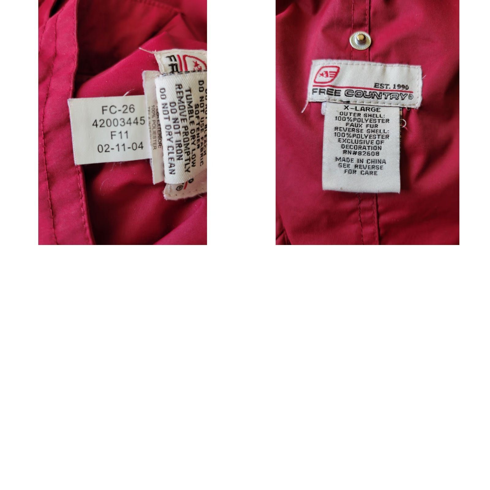 Free Country VINTAGE Free Country Jacket Reversible Women XL Red Black Fleece Hood Windbreaker Long Sleeve Polyester Size XL / US 12-14 / IT 48-50 - 8 Thumbnail
