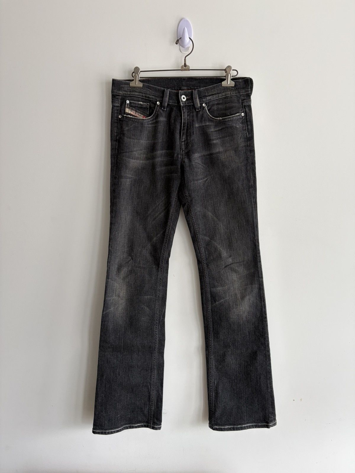 Diesel Low Rise Stone Washed Flared Jeans