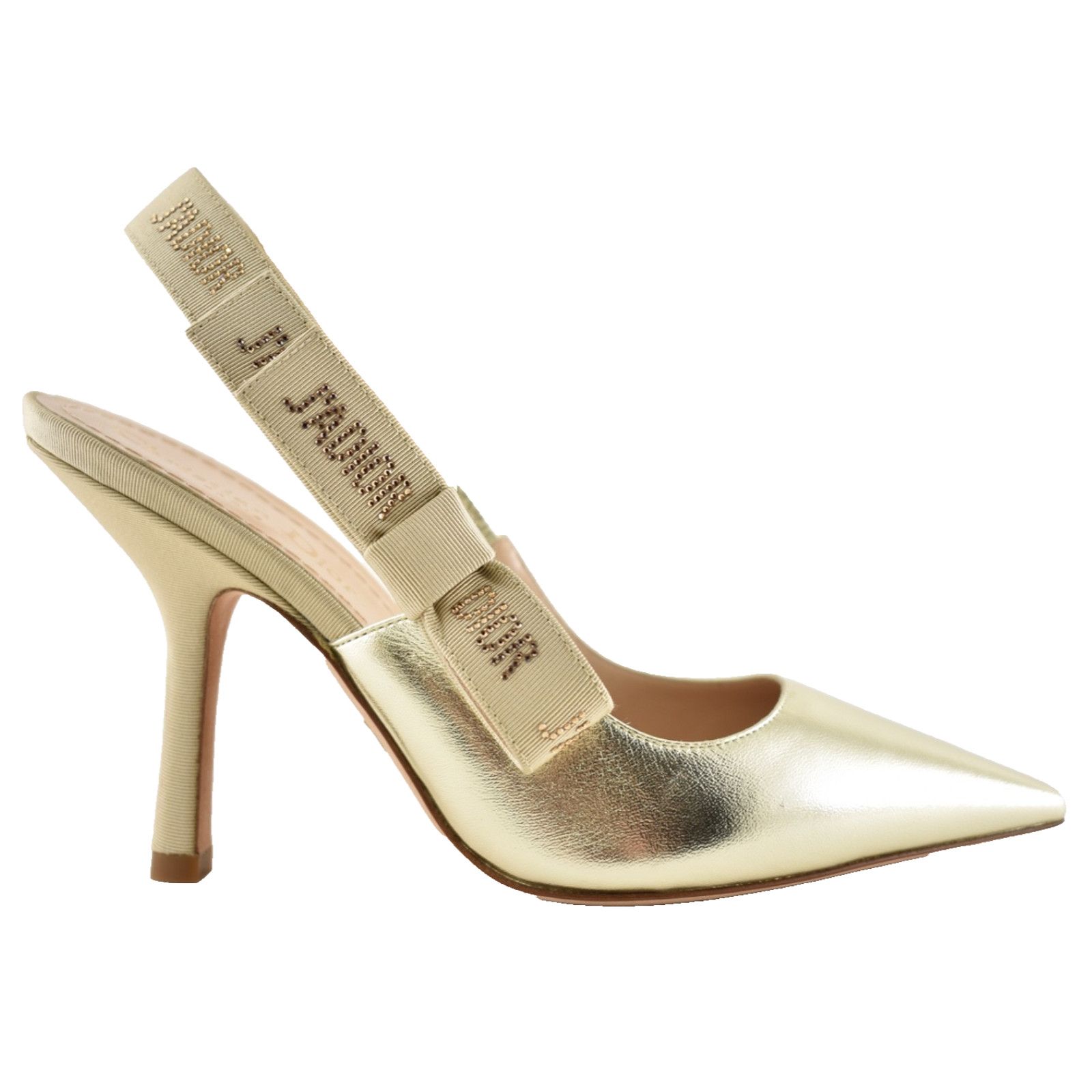 Dior Dior J'adior Light Gold Crystal Ribbon Logo Slingback Pump Size US 6.5 / IT 36.5 - 1 Thumbnail