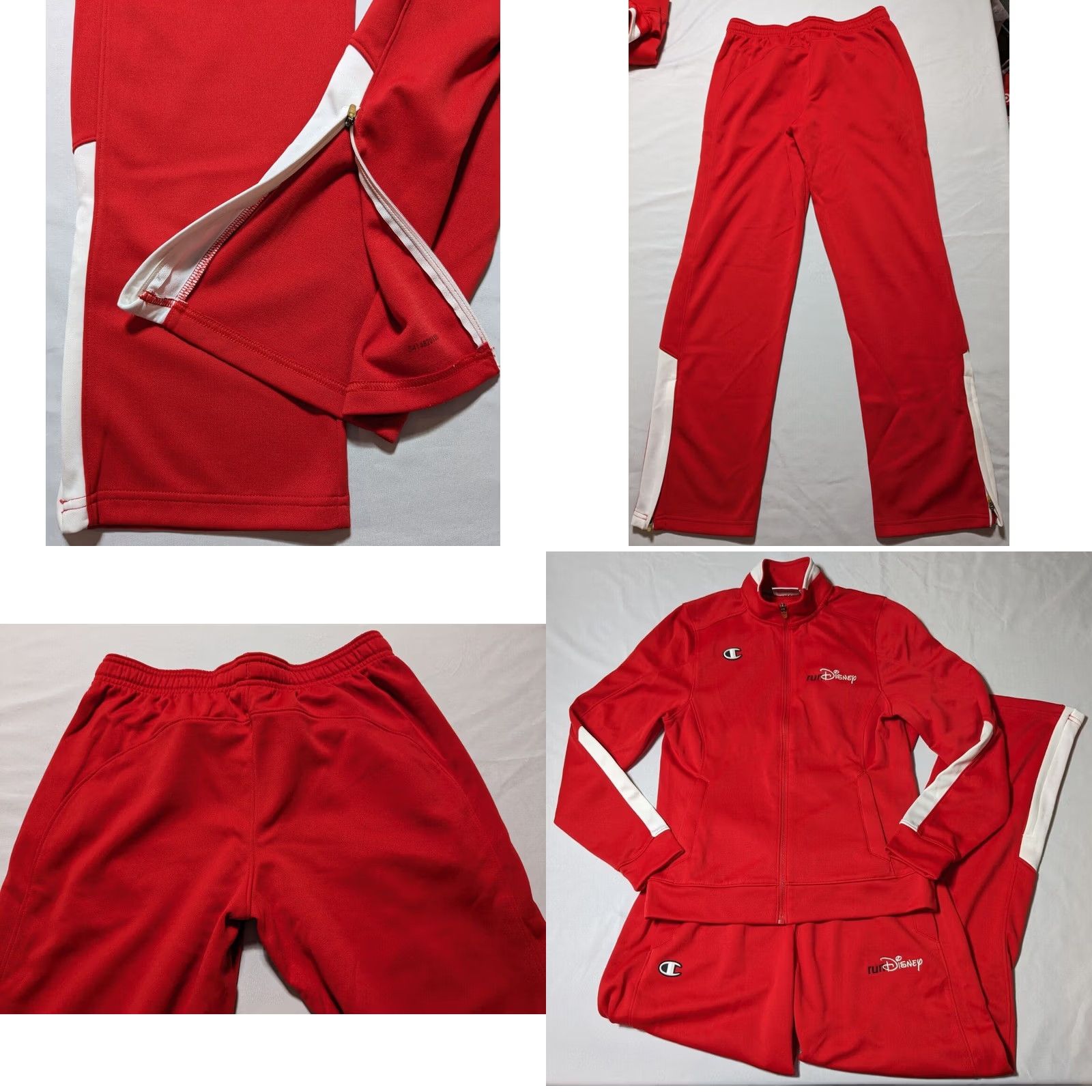Champion RUN DISNEY Champion Women Small Red White Tracksuit Jacket + Pants Size 28" / US 6 / IT 42 - 11 Thumbnail