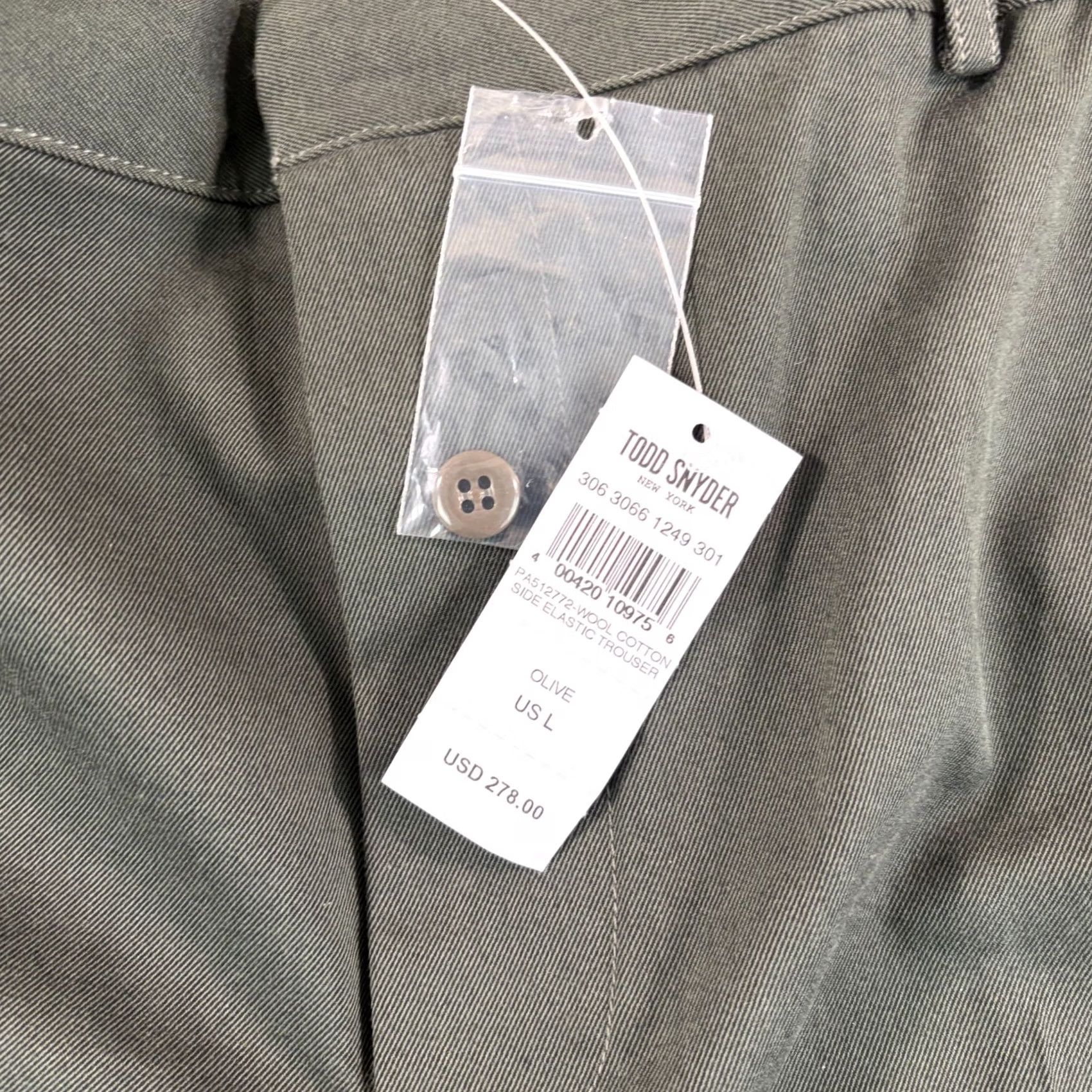 Todd Snyder Todd Snyder Italian Wool-Cotton Modern Trousers Olive Green Men Large L Wallop NWT Dress Pants Size US 33 - 4 Thumbnail