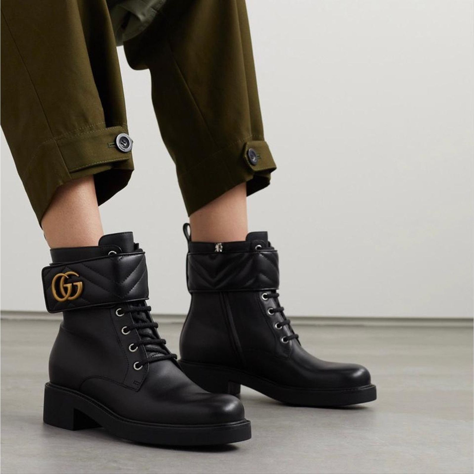 Gucci Marmont GG logo leather ankle boots Size US 8 / IT 38 - 2 Thumbnail