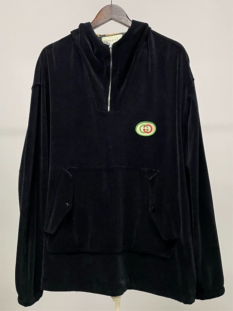 Gucci Gucci Black velvet double G half zipper hoodie 2501-Nextarr Size US S / EU 44-46 / 1 - 1 Thumbnail