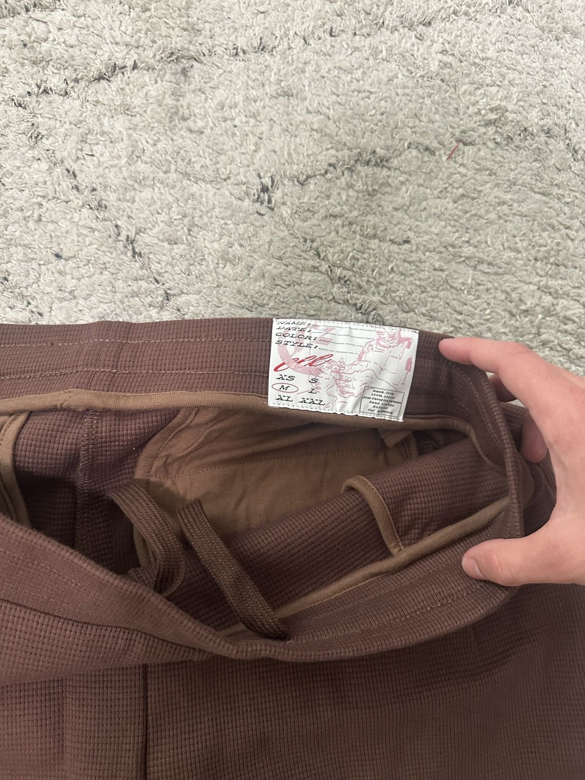 Other Brown Pleated Waffle Knit Lounge Pants Size US 32 / EU 48 - 2 Thumbnail