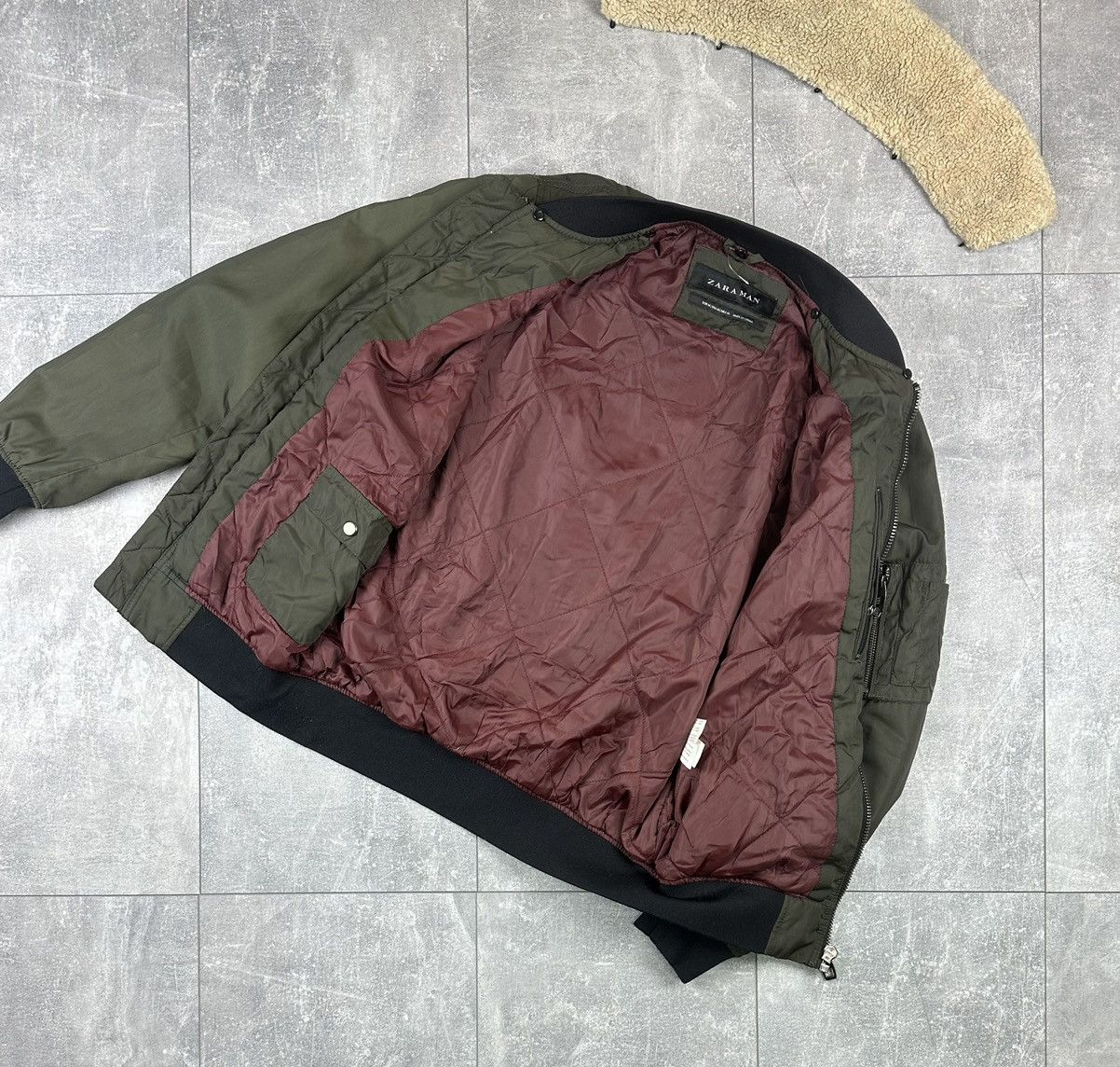 Zara Zara MA1 Nylon Bomber Khaki Light Vintage Jacket Size US M / EU 48-50 / 2 - 11 Thumbnail