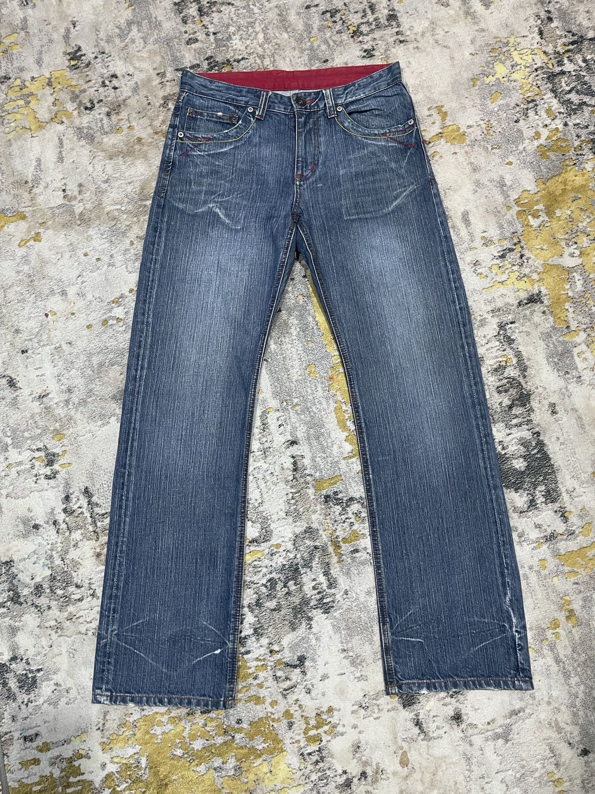 Japanese Brand Vintage Red Ginger Flare Denim Jeans ! Rare Design Size US 32 / EU 48 - 1 Thumbnail