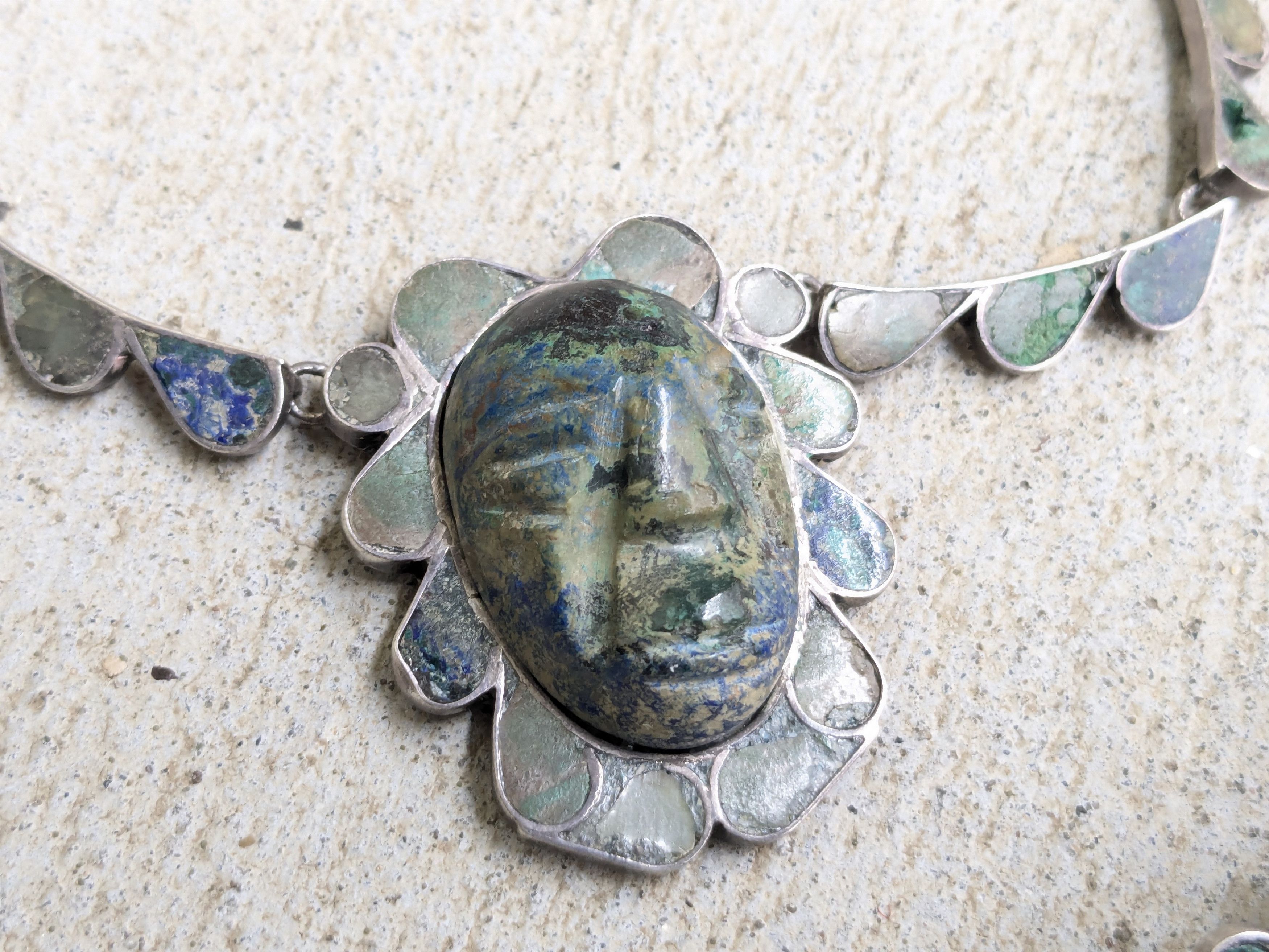Vintage Vintage Sterling Silver Necklace Bracelet Turquoise Mask Size ONE SIZE - 8 Thumbnail