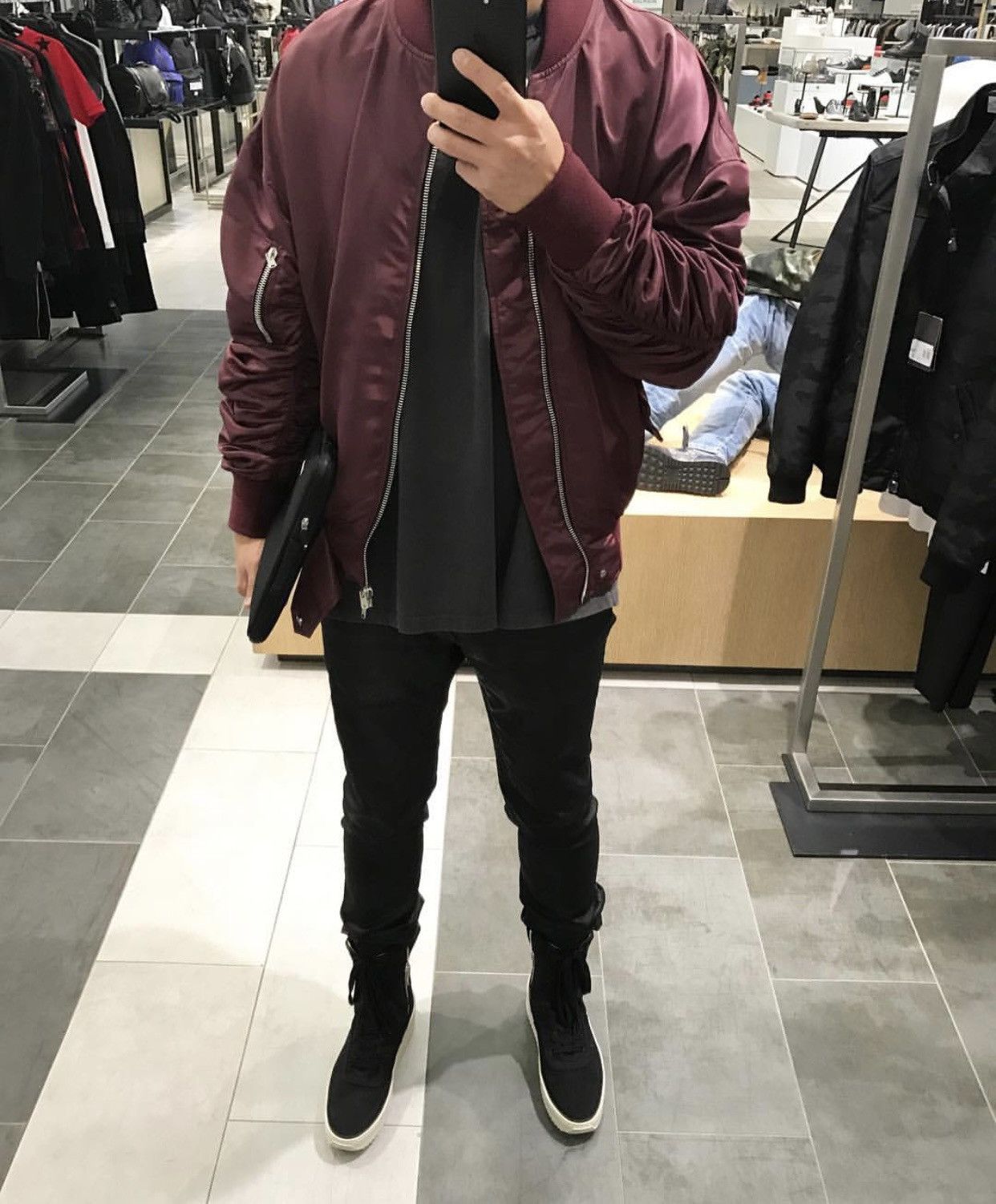 Fear of God Fear of God 4th Collection Merlot Bomber Jacket Silk Size M Size US M / EU 48-50 / 2 - 8 Thumbnail