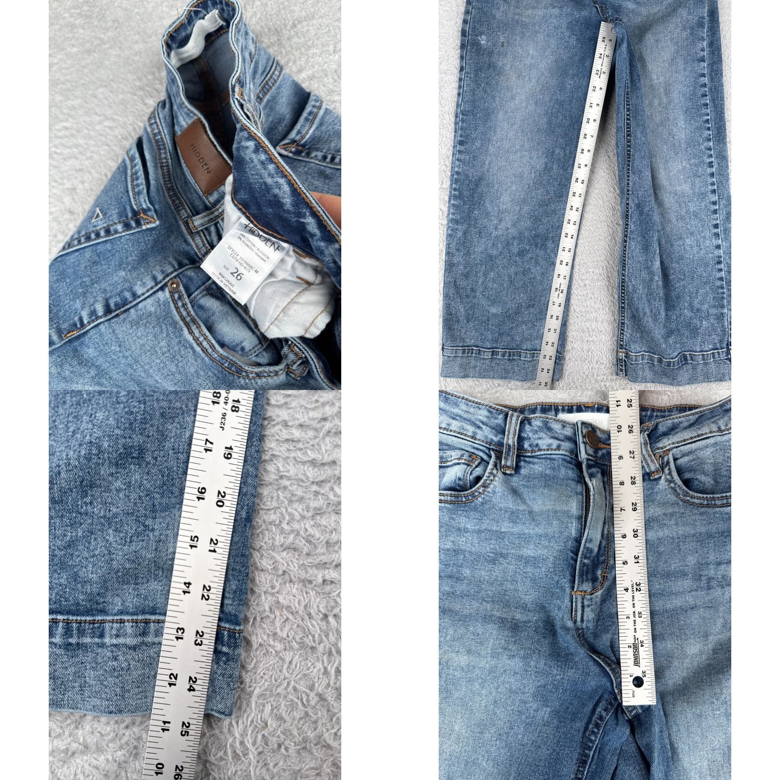Vintage Hidden Jeans Women 26 Blue Wide-Leg High Rise Cotton Blend Zip Fly 26x25 90s Womens Jeans Size 26" / US 2 / IT 38 - 8 Thumbnail