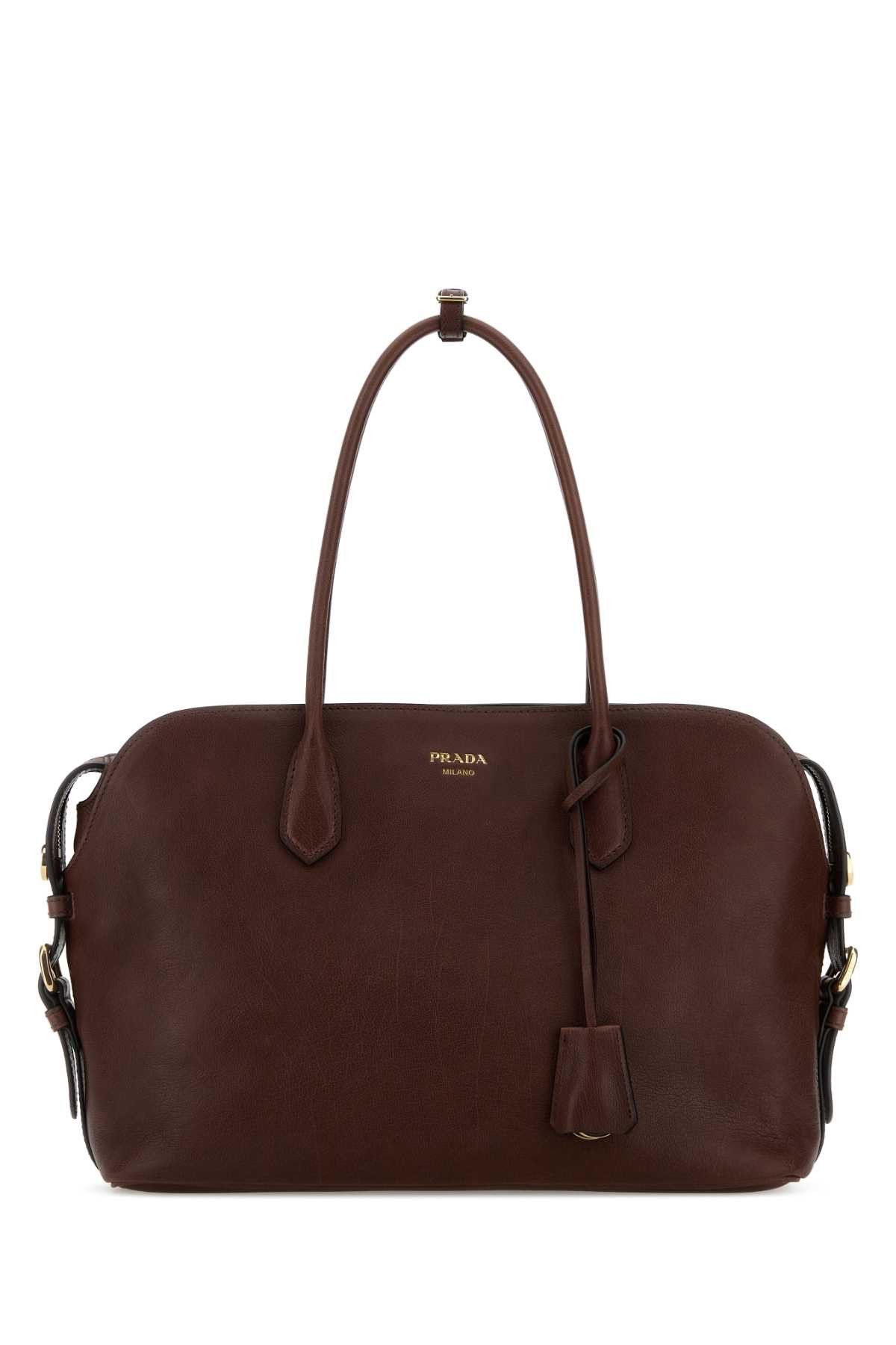 Prada Chocolate Leather Large Shopping Bag Size ONE SIZE - 1 Thumbnail
