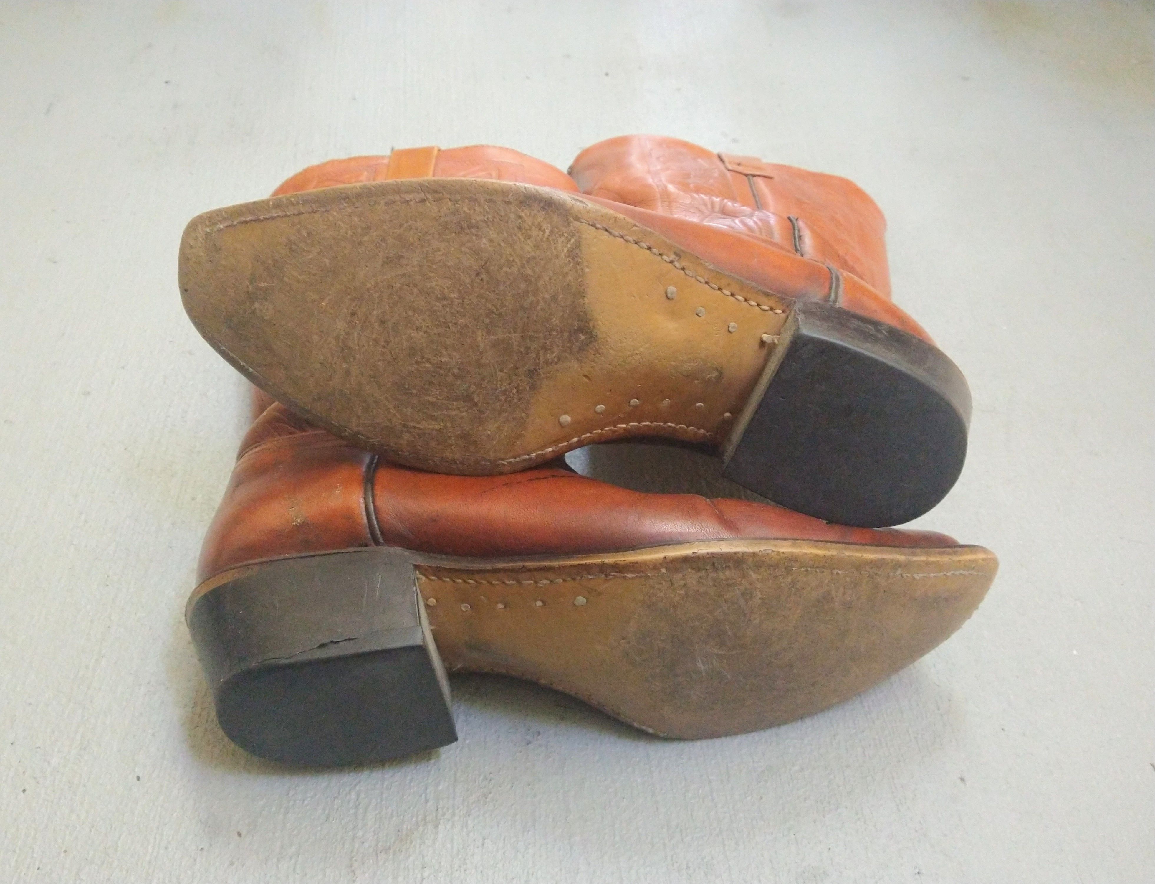Genuine Leather Acme Cowboy Boots Size 9.5 Brown Leather Western Botas Size US 9.5 / EU 42-43 - 17 Thumbnail