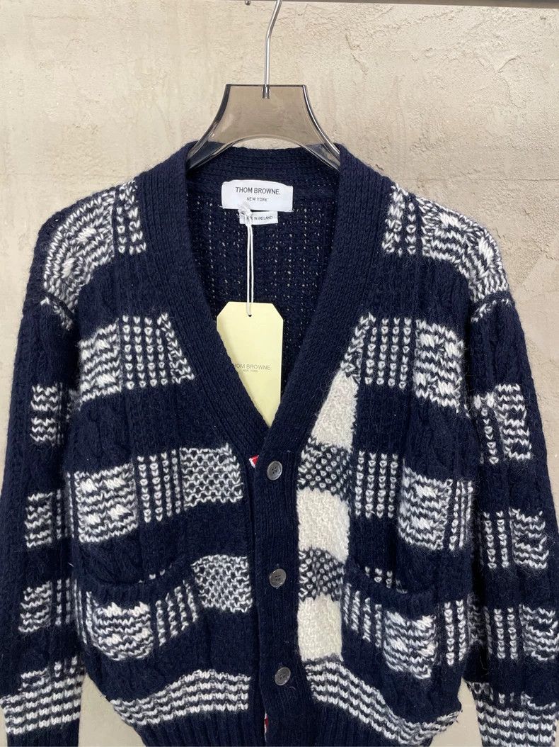 Thom Browne Thom browne Dark blue plaid jacquard wool blend cardigan sw Size US M / EU 48-50 / 2 - 3 Thumbnail
