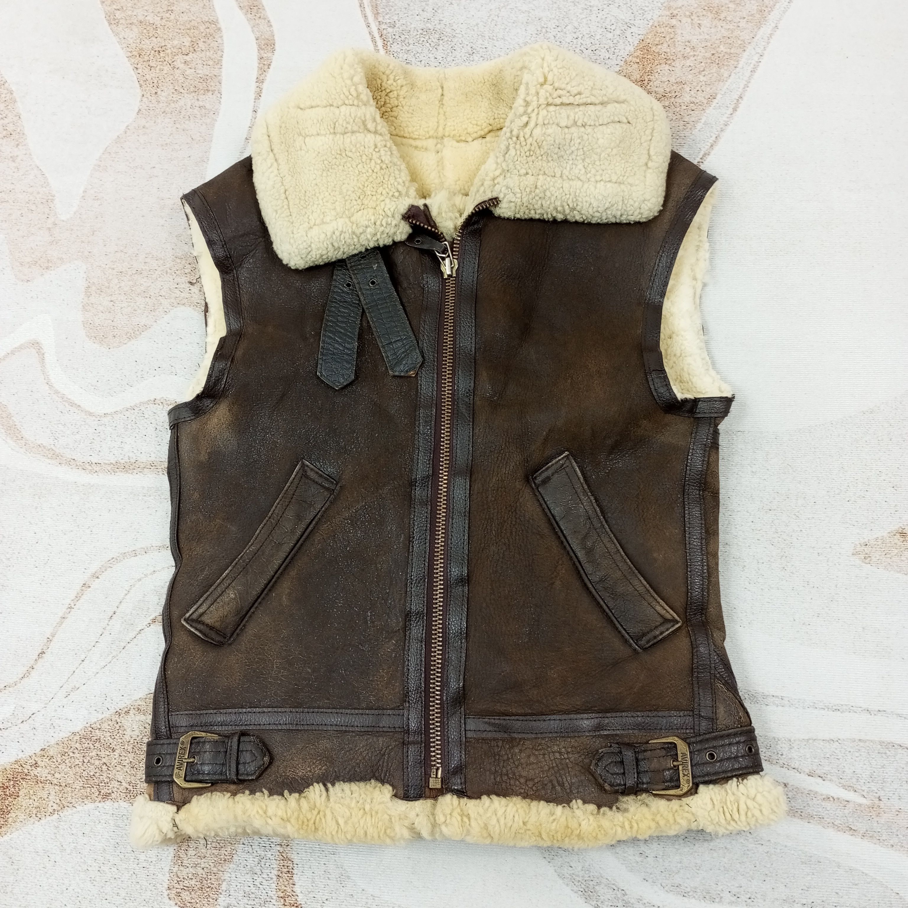 Avirex Avirex USA Leather Vest Jacket c246n4 Size US S / EU 44-46 / 1 - 1 Thumbnail