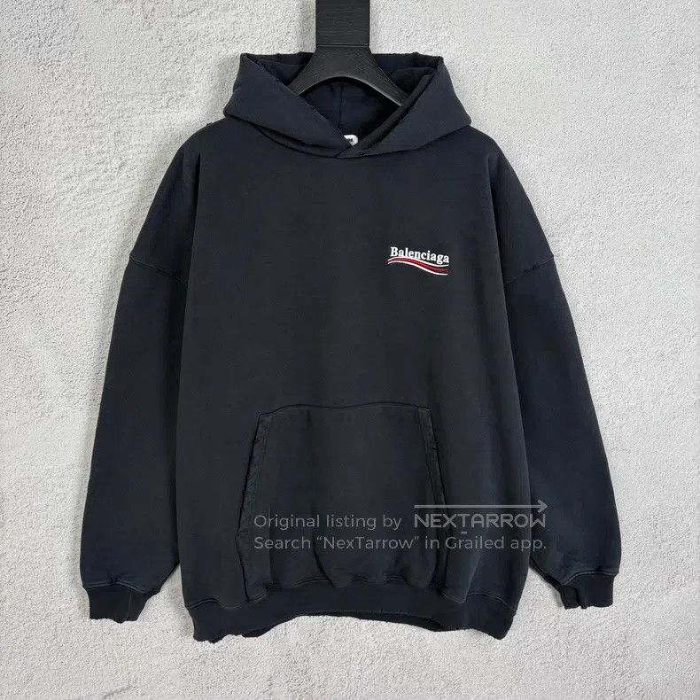 Balenciaga Balenciaga Wave Cola Letter Embroidery Destroyed Hoodie Bl Size US XS / EU 42 / 0 - 1 Thumbnail