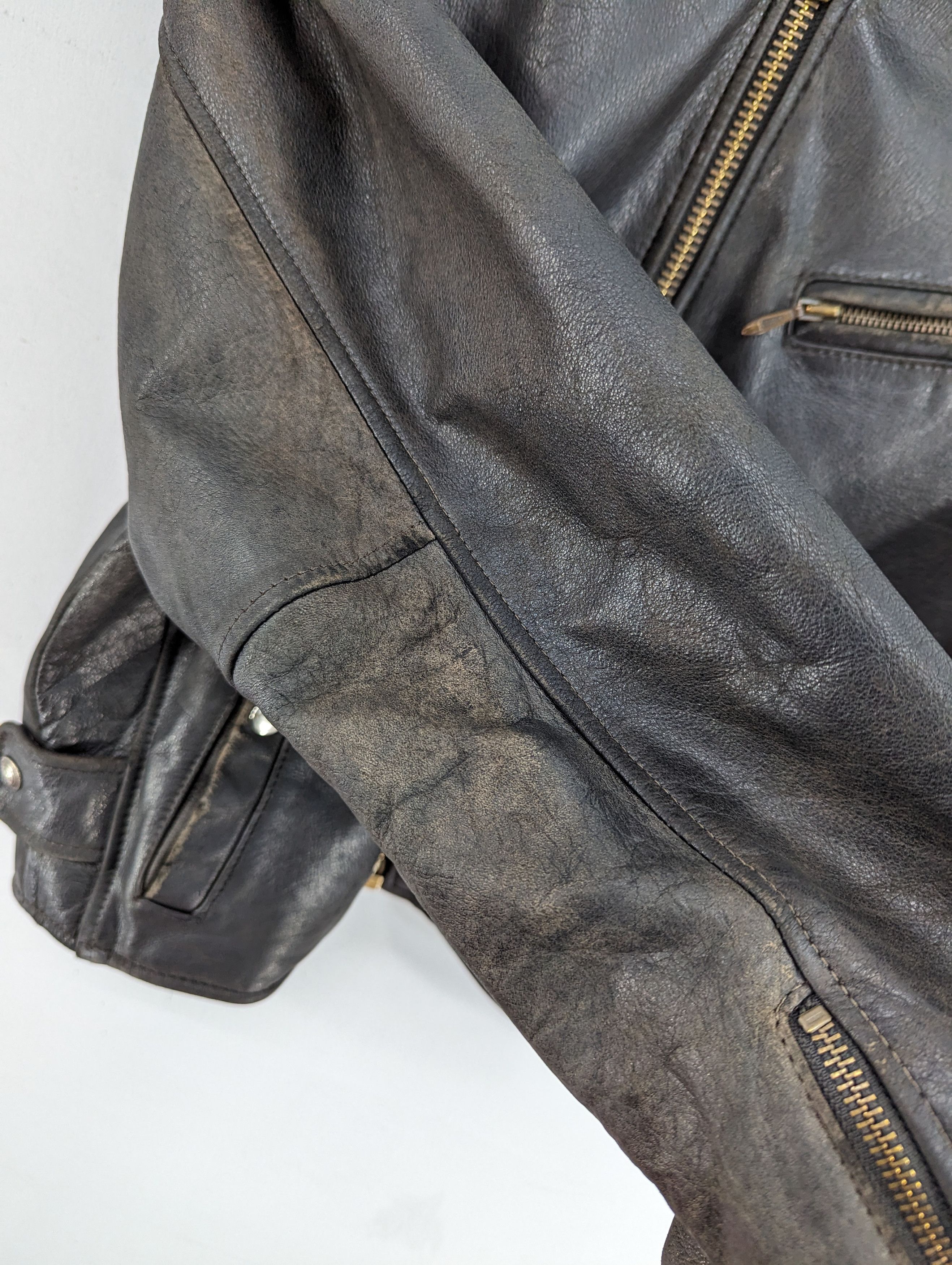 Vintage 🔥Vintage Unbrand Distressed Leather Jacket Ramones Size US S / EU 44-46 / 1 - 7 Thumbnail