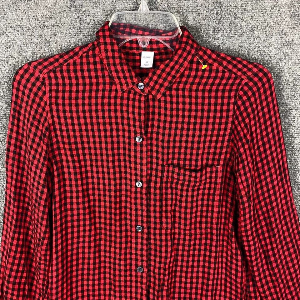 Old Navy Old Navy Button Up Top Women's Long Sleeve Red Black M Size M / US 6-8 / IT 42-44 - 2 Thumbnail