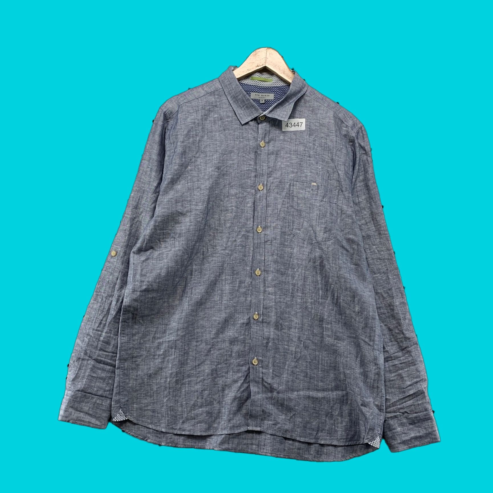 Ted Baker Ted Baker London Linen Button-Up Shirt Mens Size 6 Blue Long Sleeve Casual Shirt 6 Mens London Size US S / EU 44-46 / 1 - 1 Thumbnail