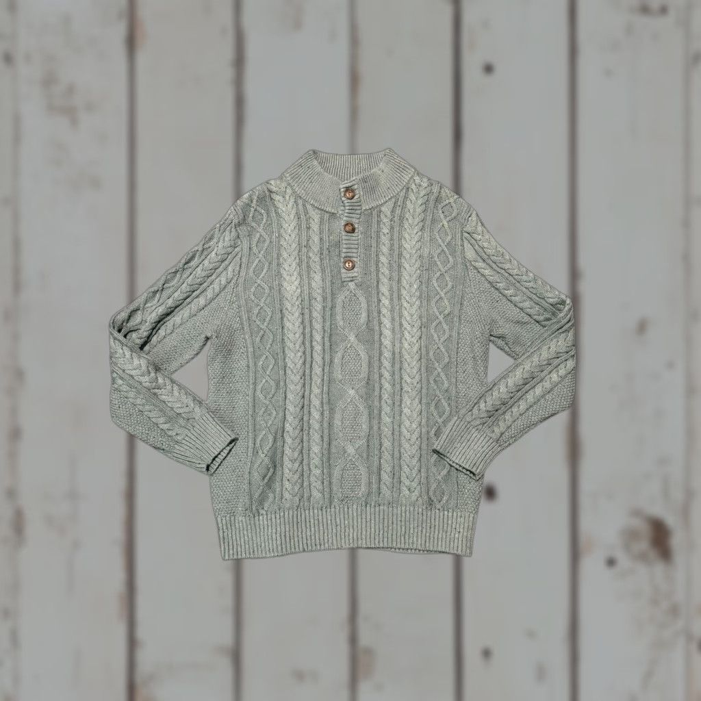 Vintage VINTAGE LL Bean Sweater Mens Large Green Fisherman Button Chunky Cable Knit Pullover Knit All Seasons Thermal Heavyweight Outdoor 90s Mens Size US L / EU 52-54 / 3 - 1 Thumbnail