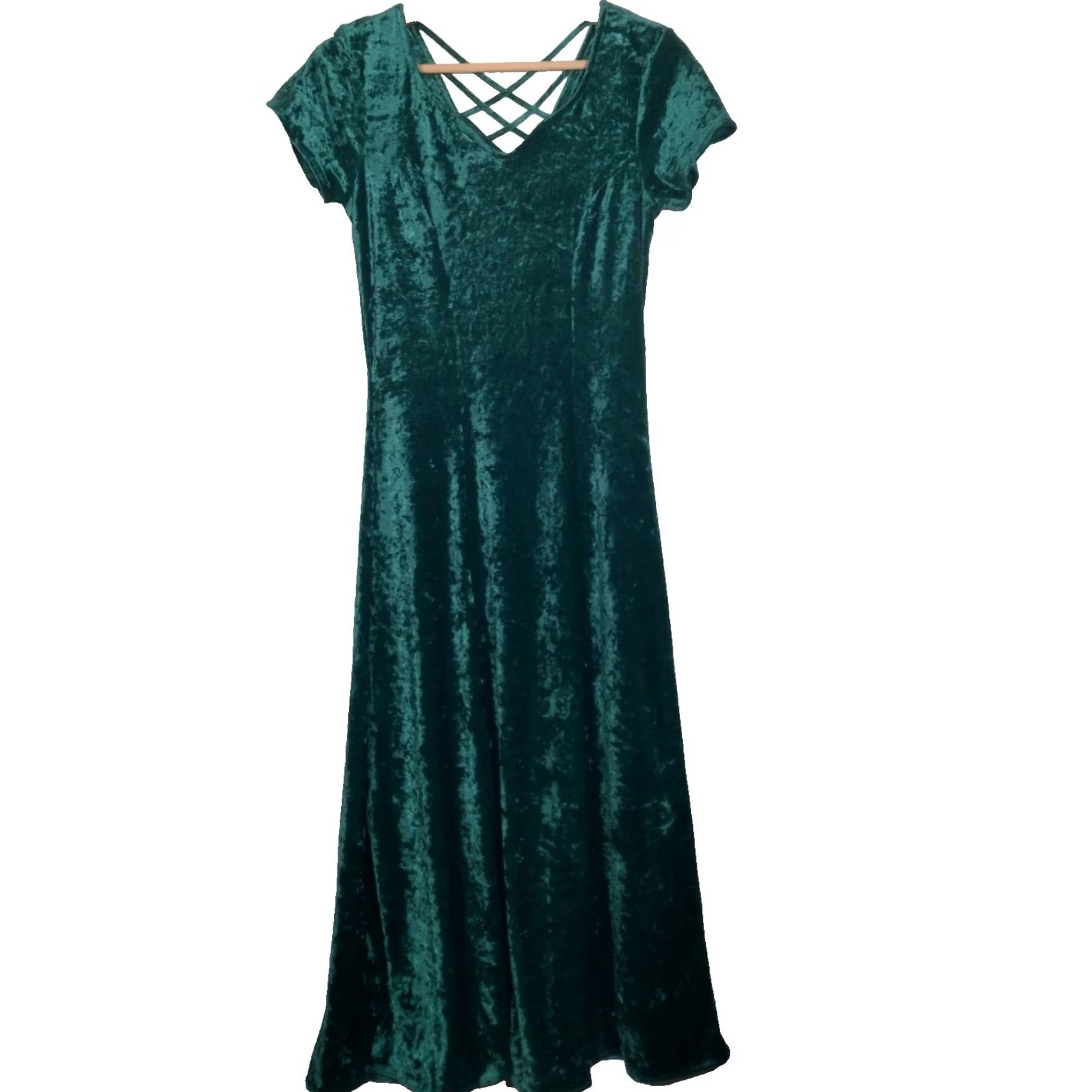 AQUA VINTAGE Styleworks Dress XS Aqua Velour Fairy Renaissance Whimsical Forest 90s Style 52" Long Size XS / US 0-2 / IT 36-38 - 2 Thumbnail