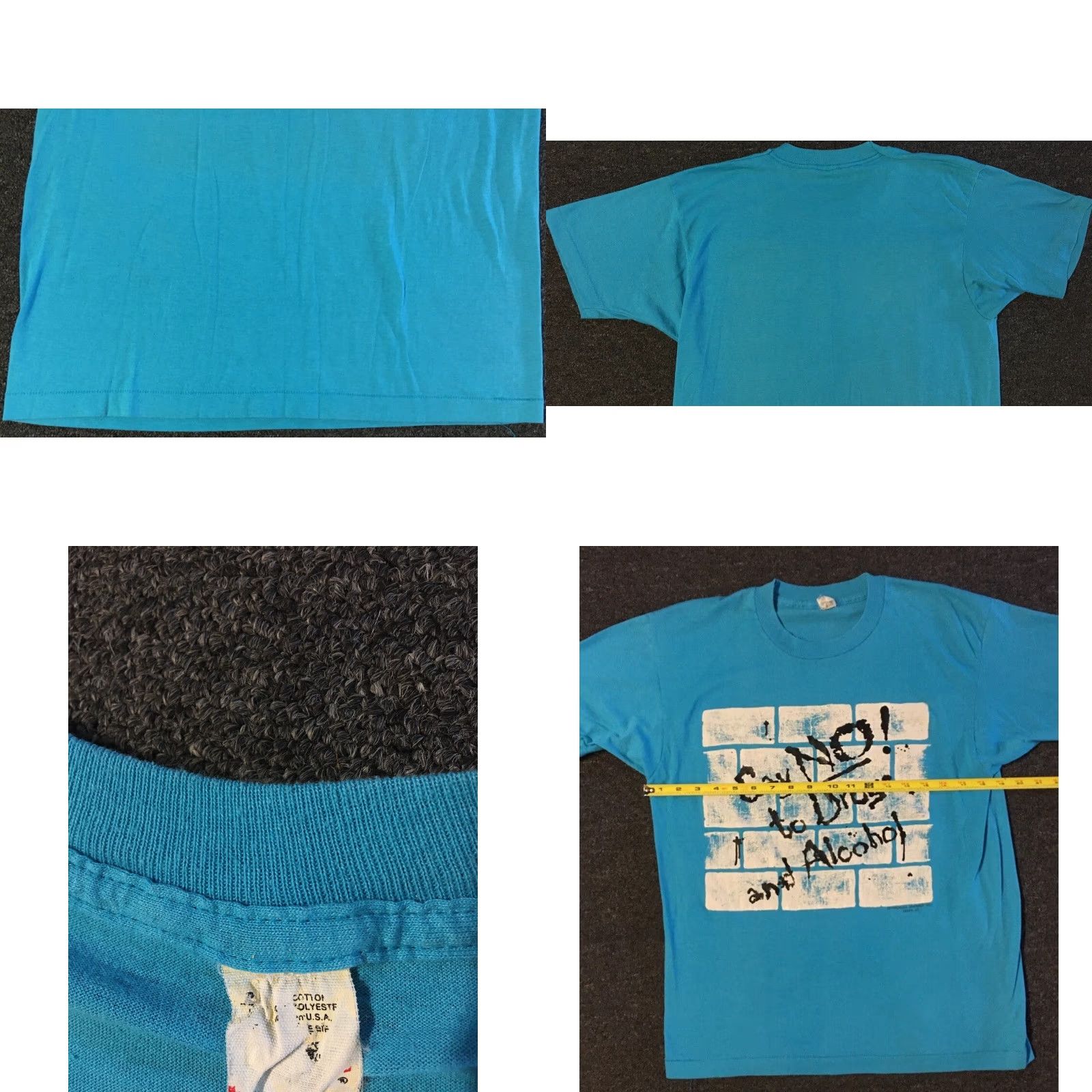Vintage VINTAGE 80s Say No To Drugs & Alcohol Faded Shirt S Blue Men T-Shirt 420 90s Humor Graffiti Rock Retro California USA Single Stitch Size US S / EU 44-46 / 1 - 8 Thumbnail
