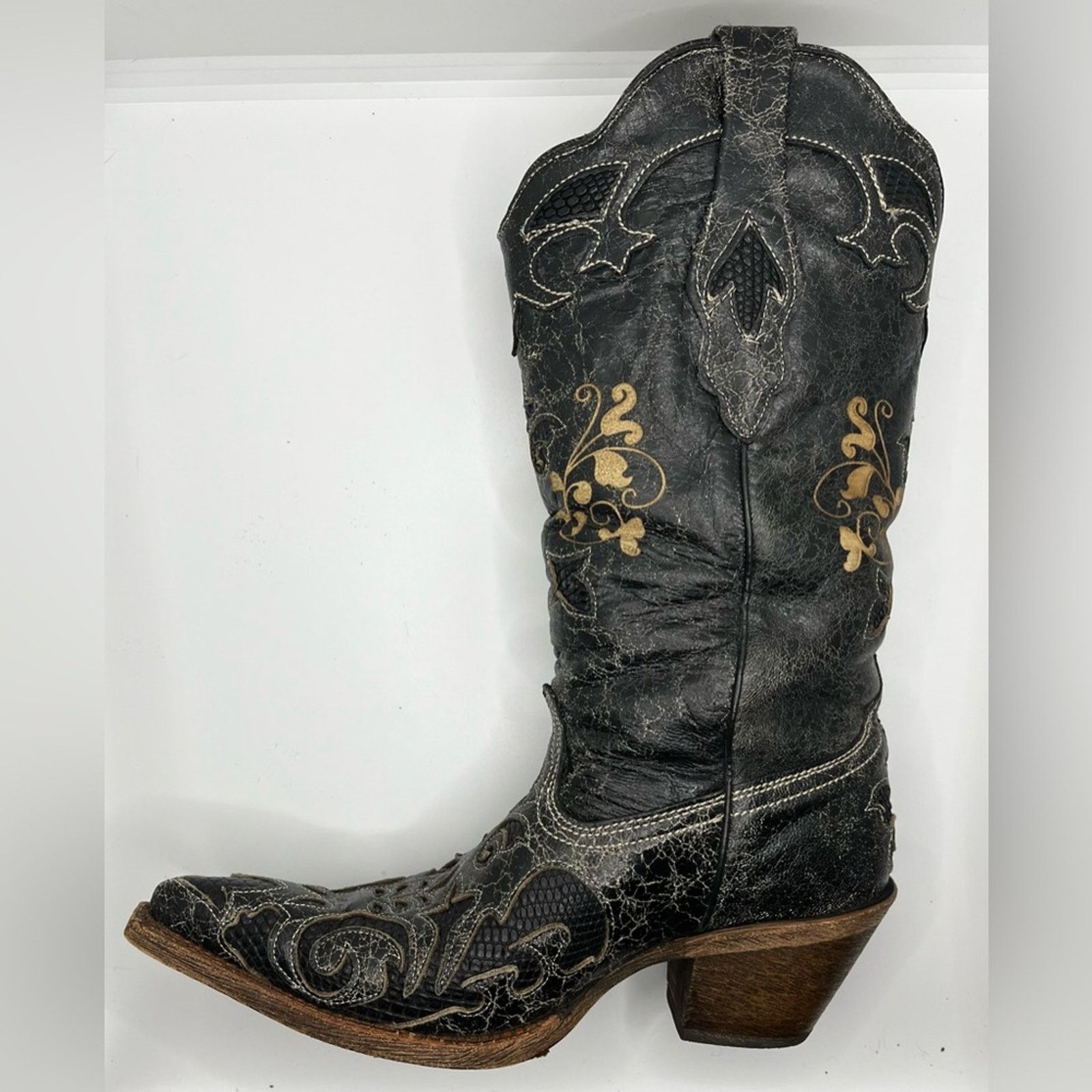 Other Lizard overlay Leather Cowgirl Boots Size US 6 / IT 36 - 5 Thumbnail