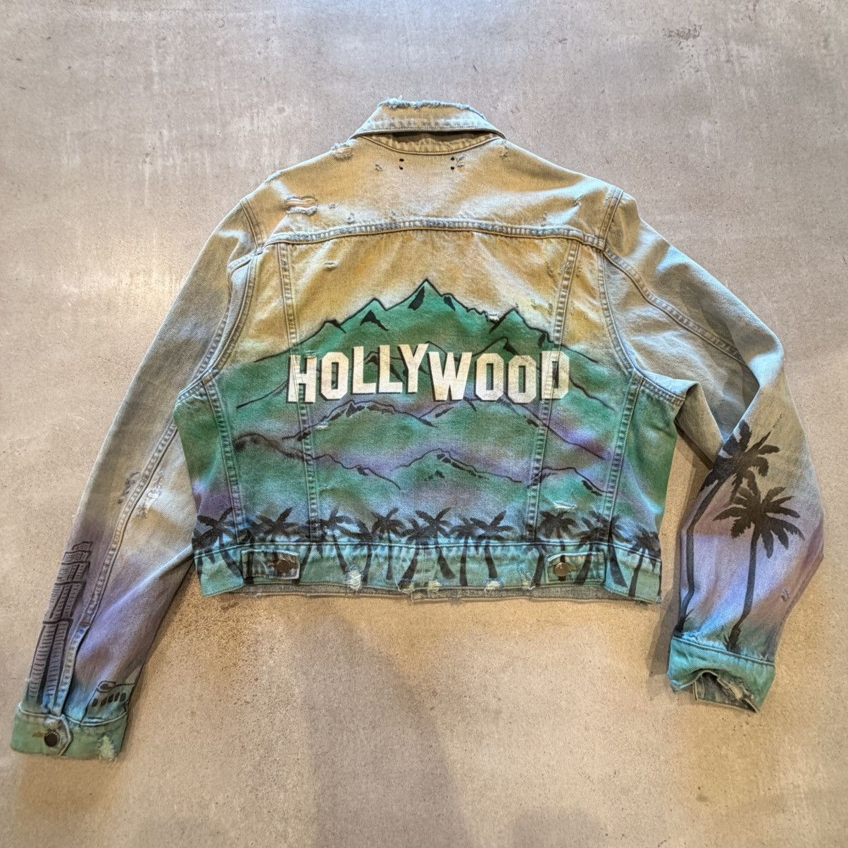 Amiri Amiri Los Angeles Indigo Denim Airbrush "Hollywood" Jacket Size L / US 10 / IT 46 - 2 Thumbnail