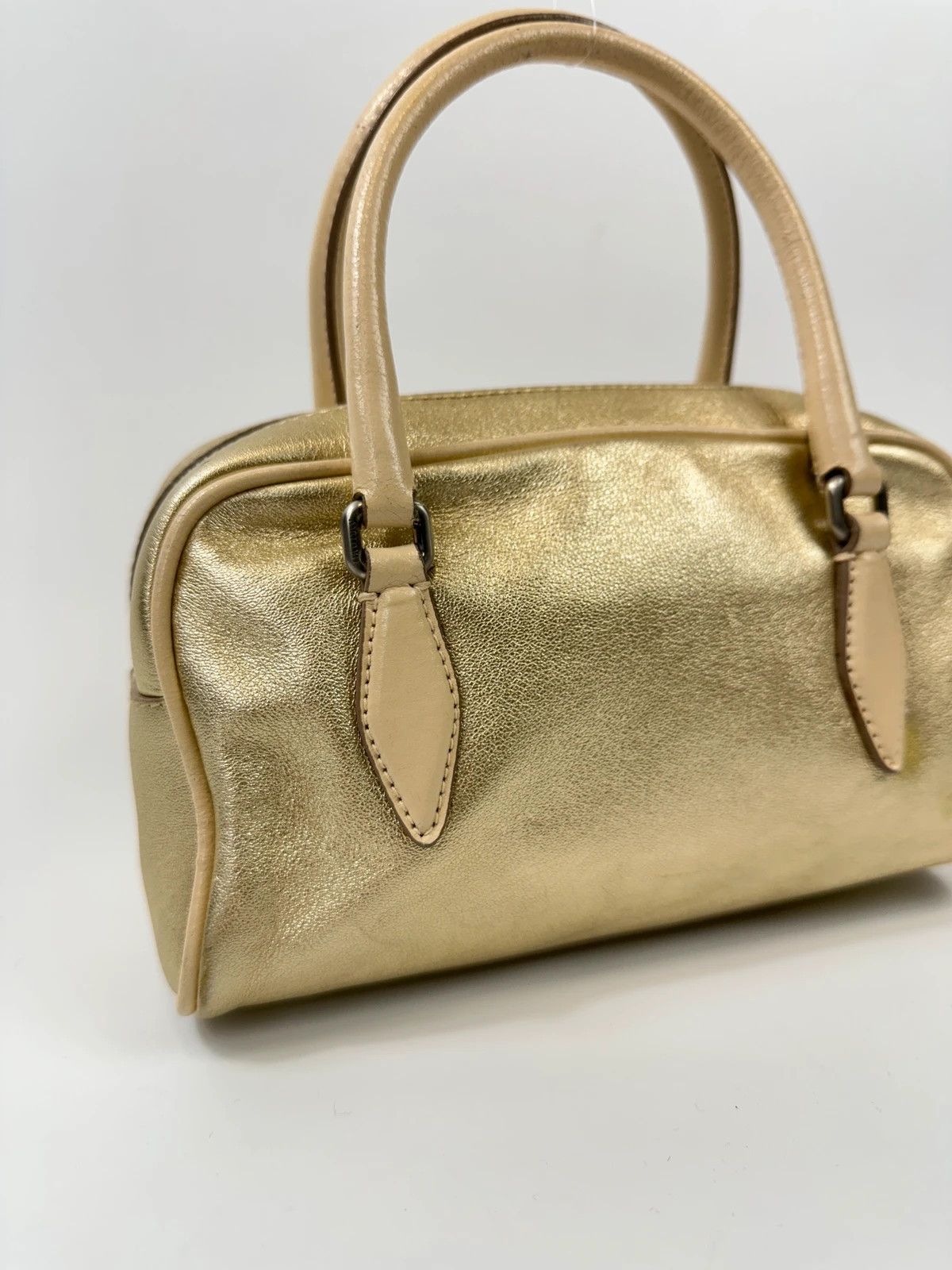 Miu Miu Miu Miu 90s Leather Gold Glitter Mini HandBag NanoSpeedy Size ONE SIZE - 9 Thumbnail