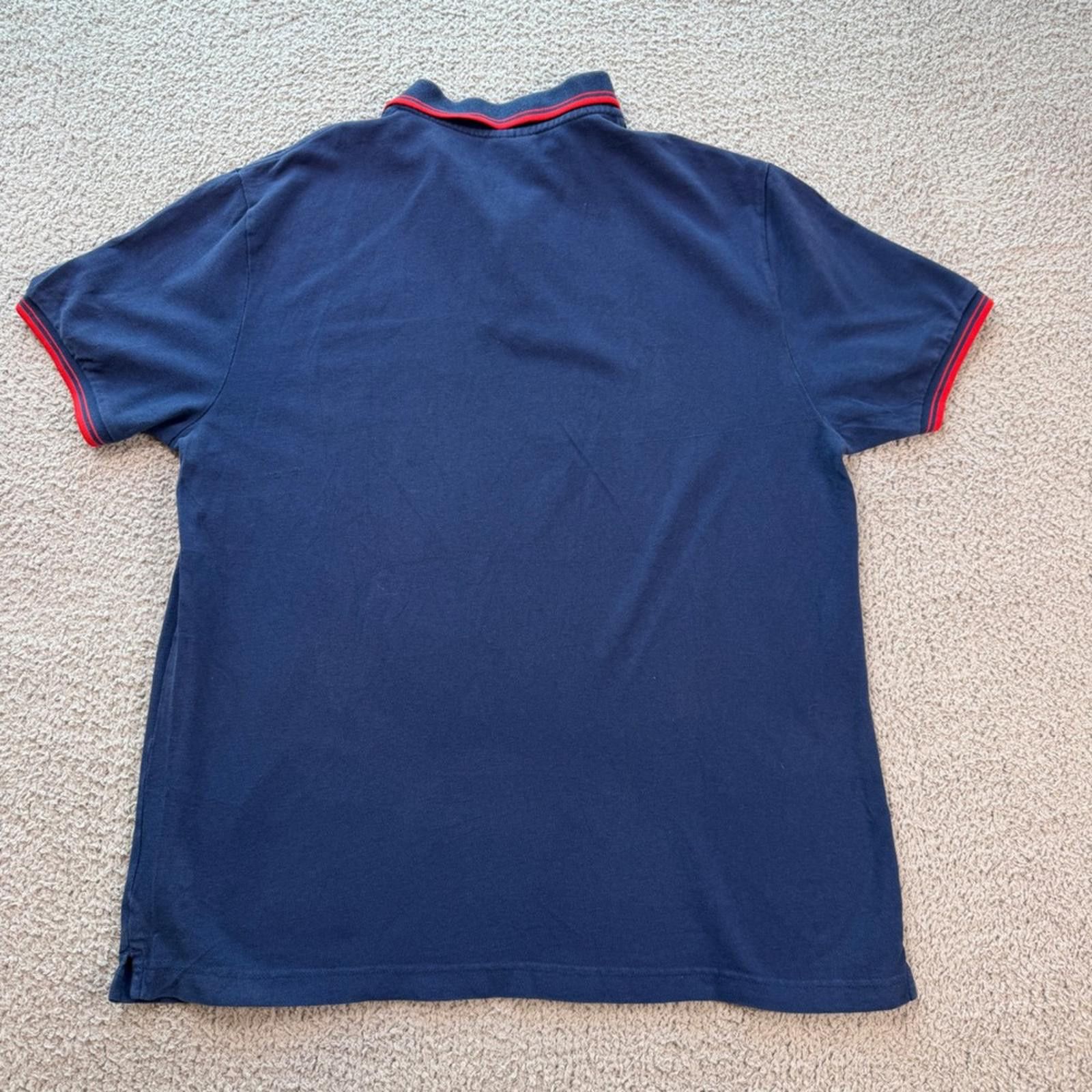 Le TIGRE Le Tigre Polo Shirt Mens Large Navy Blue Red Tipped Cotton Size US L / EU 52-54 / 3 - 3 Thumbnail