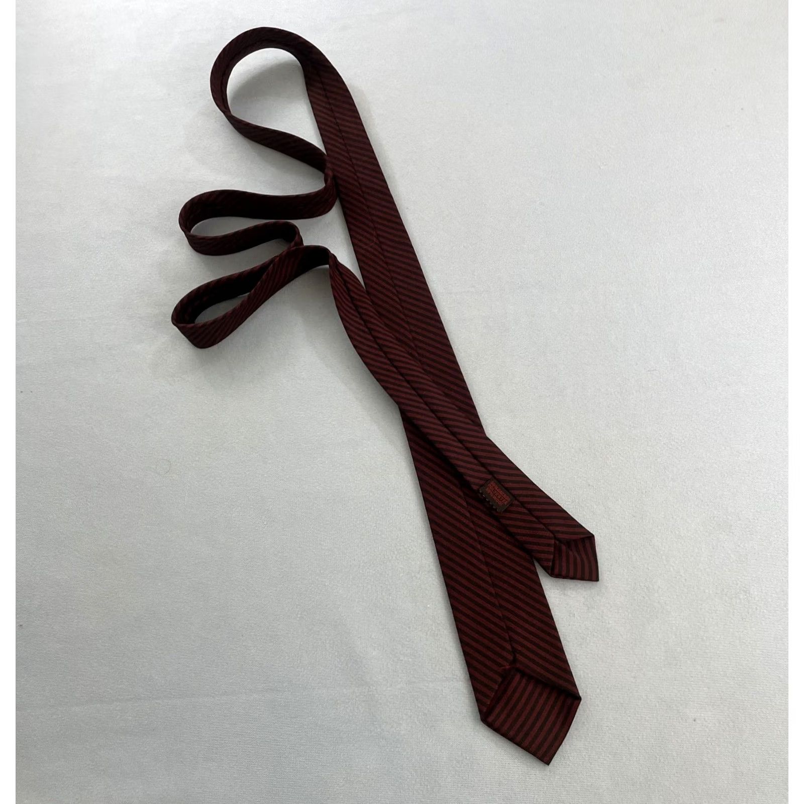 MCM vtg 60s Wool Dacron NeckTie Slim 2" Red Black Stripe MCM Capsule Tie 2x57 Capsule Slim Necktie Mens Tie Size ONE SIZE - 4 Thumbnail