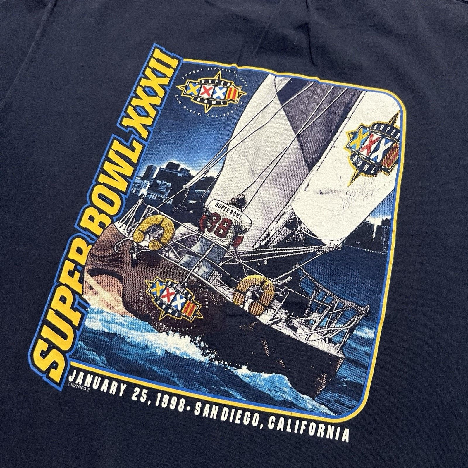 Nutmeg Vintage Super Bowl 1998 Denver Broncos Green Bay T Shirt XL Size US XL / EU 56 / 4 - 4 Thumbnail