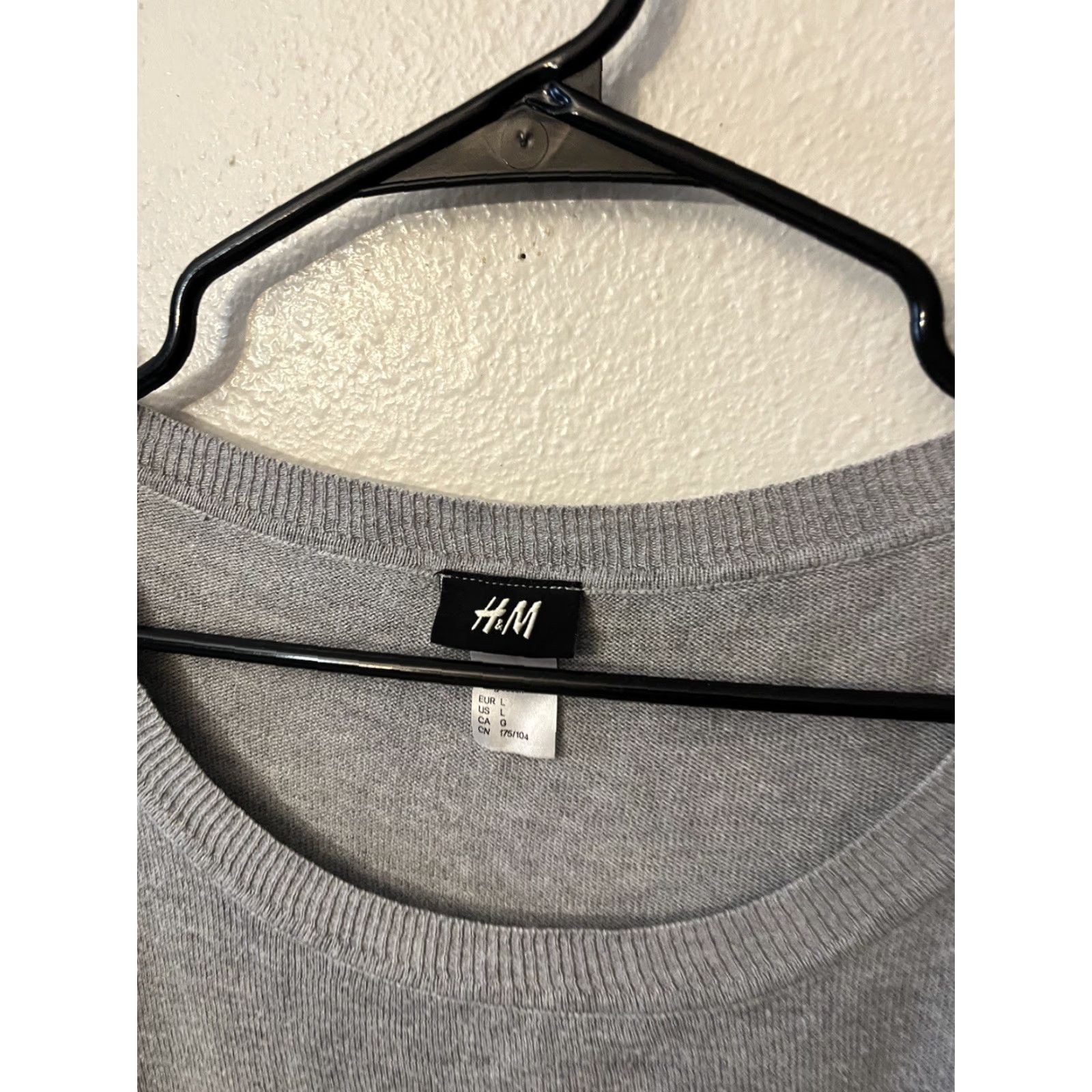 H&M VINTAGE H&M Womens Sweater Pullover Knit Crew Neck Long Sleeve Large Gray Cotton Blend 80s 90s Size L / US 10 / IT 46 - 2 Thumbnail