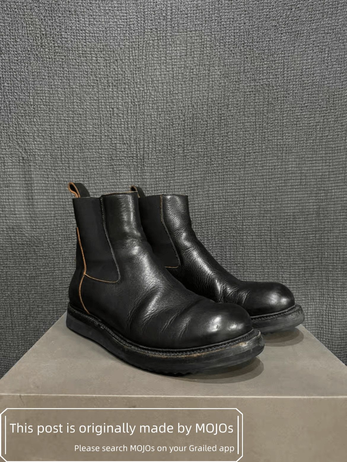 Sz 43 Rick Owens 19SS Wood Bottom Leather Boots