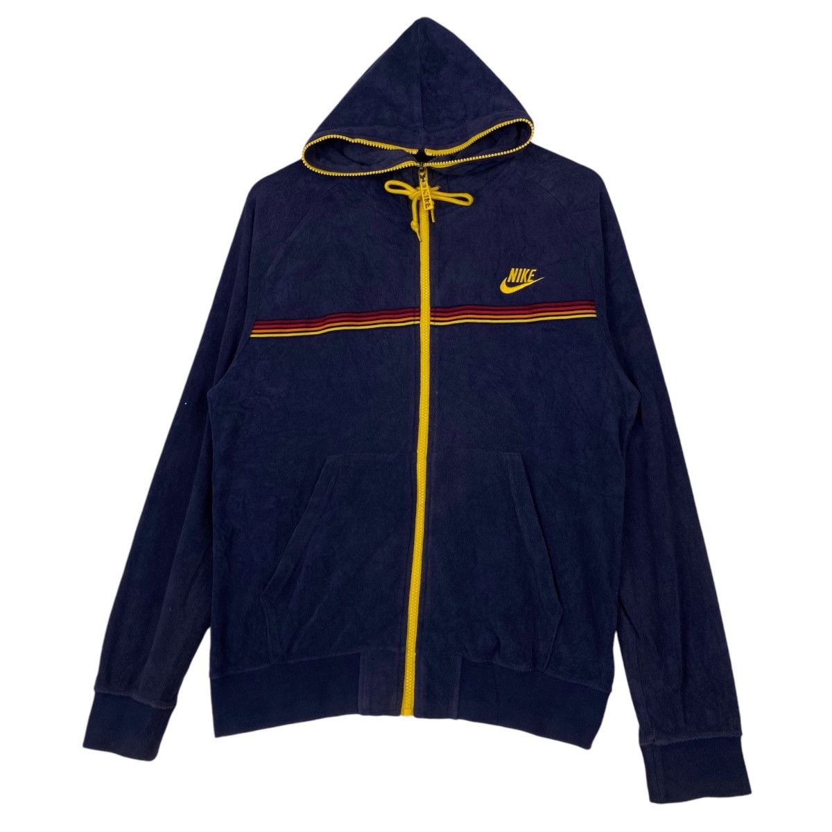 Nike × Vintage Vintage Nike Full Zip Small Embroided Logo Hoodie Navy Blue Size US L / EU 52-54 / 3 - 2 Thumbnail