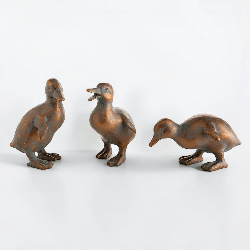 Other Duck Family Statues, Faux Bronze Pond Decor, Lawn Decor Size ONE SIZE - 3 Thumbnail