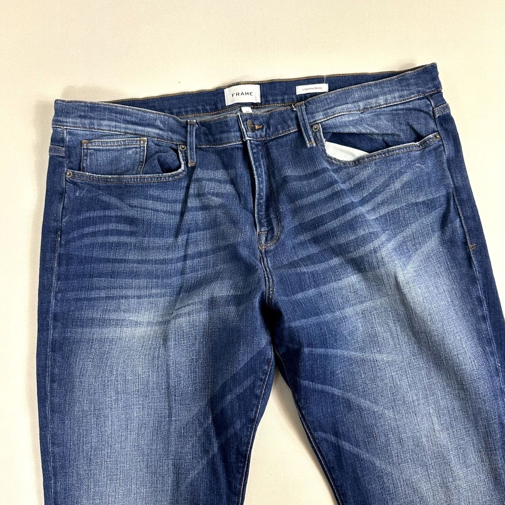 Frame FRAME Jeans Men's Skinny L'Homme Stretch Denim 42x31 Timberline Blue Jeans Slim Men 42 Blue Denim Stretch 31in Slim Size US 42 / EU 58 - 3 Thumbnail