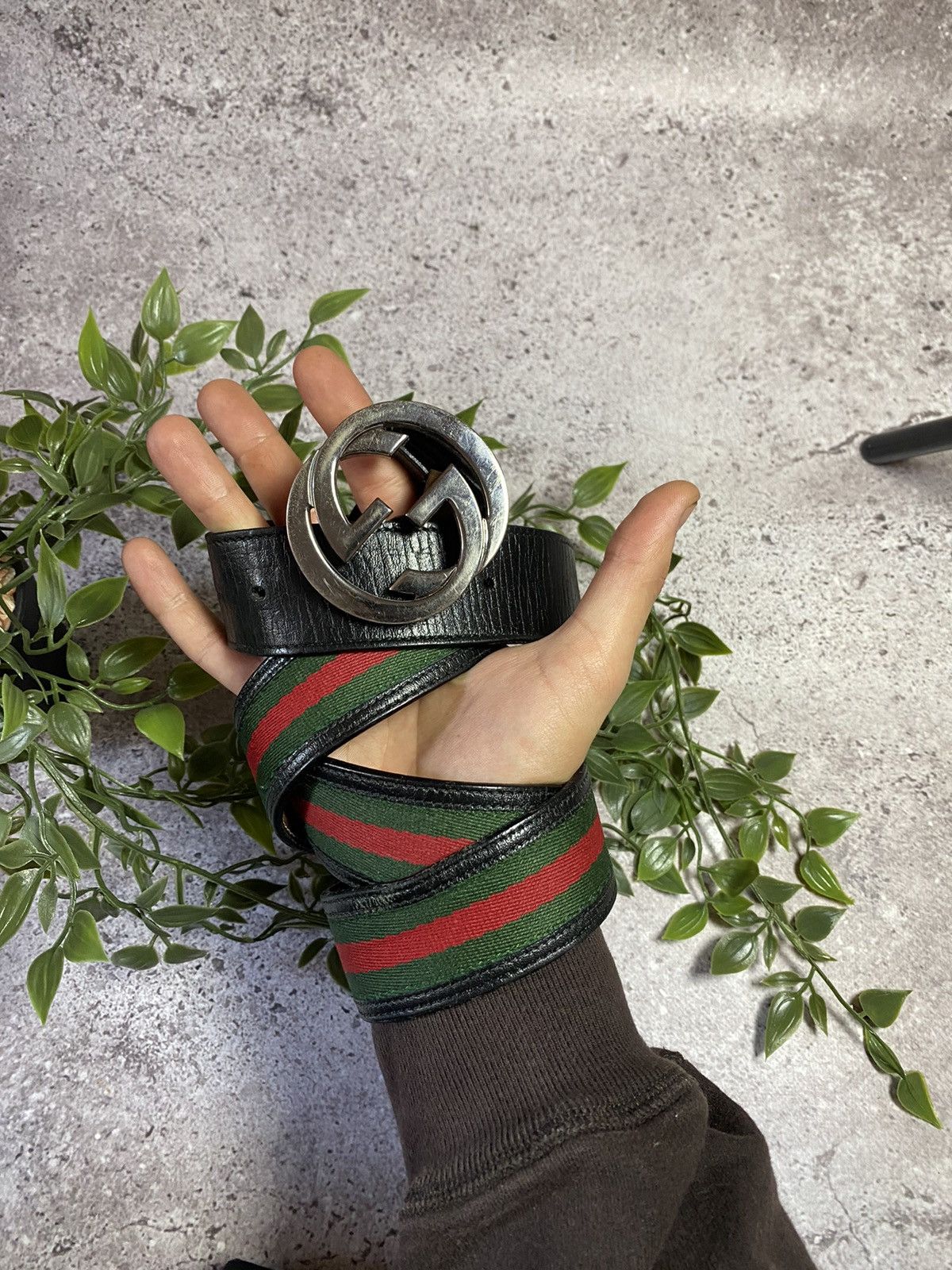 Gucci Luxury Vintage Vintage Gucci GG Belt Green Red 90 s Grailed